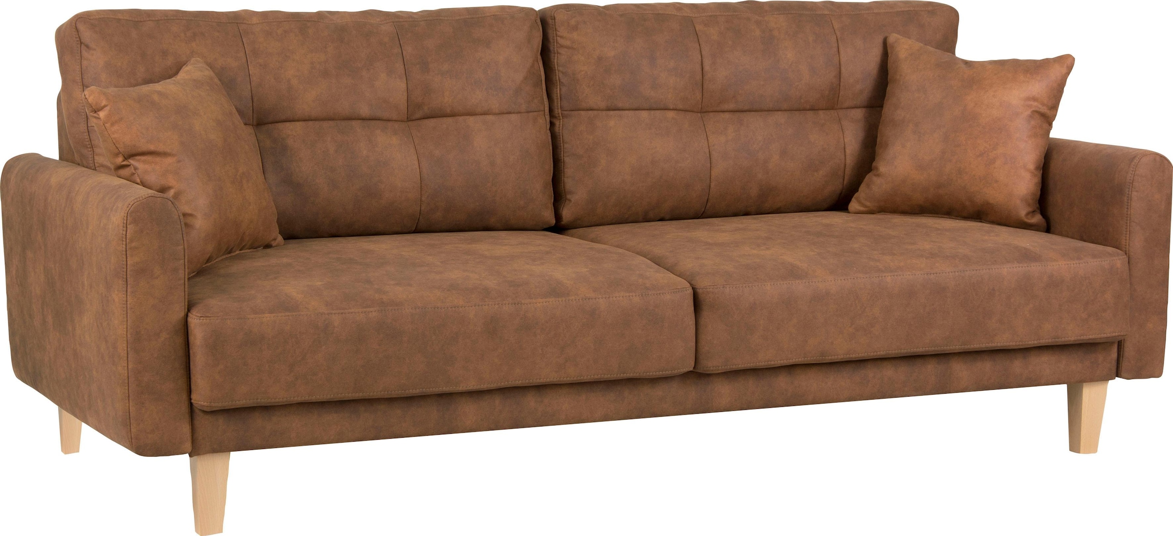 Home affaire 3-Sitzer »TRIPLO optionale Schlafsofa mit Bettkasten, Masse B/T/H: 215/100/89 cm«, Wahlweise Bettfunktion - Liegefläche 145x191 cm, Rücken-, Zierkissen