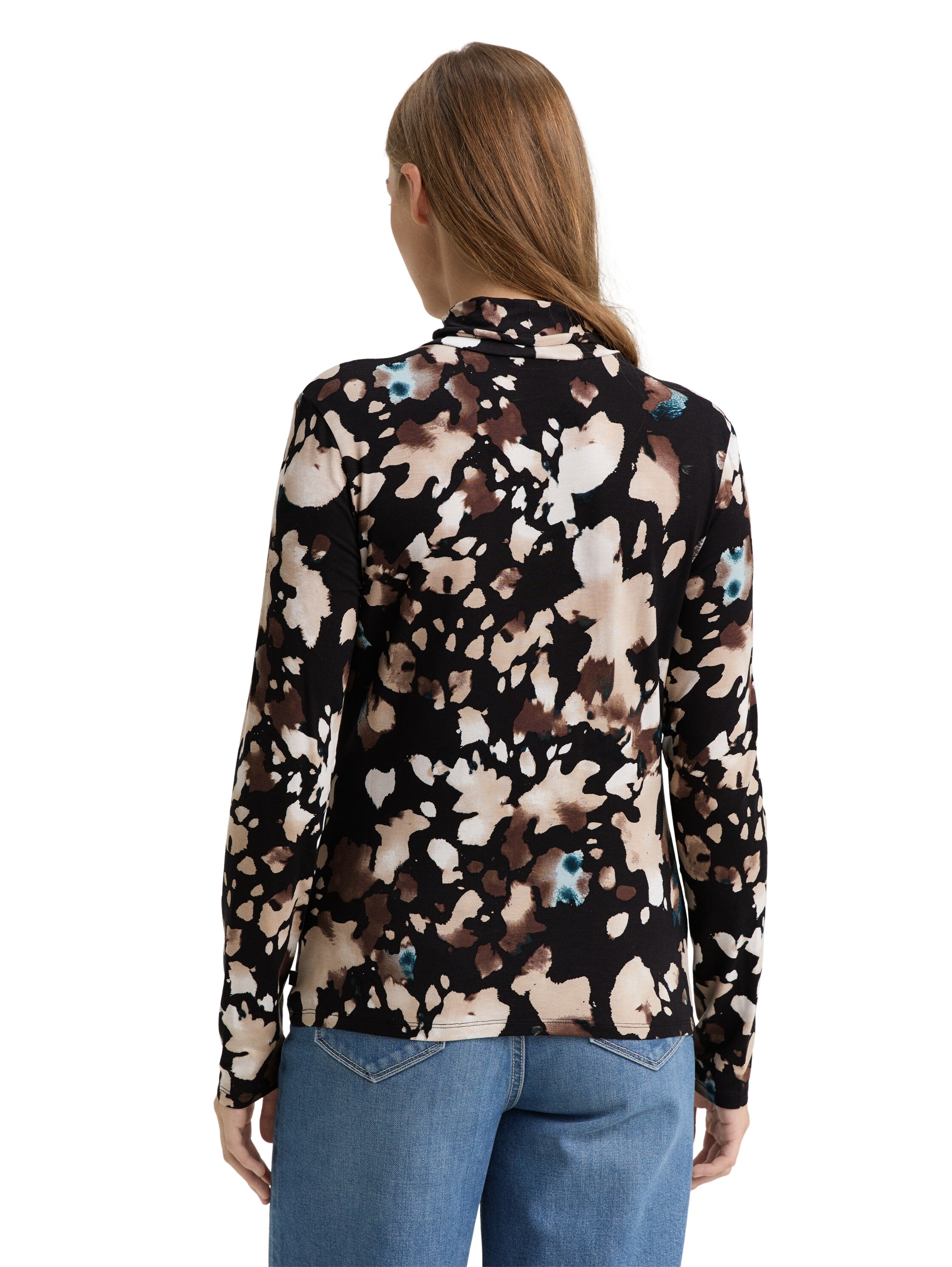 TOM TAILOR Denim Rollkragenshirt, mit All-Over Print