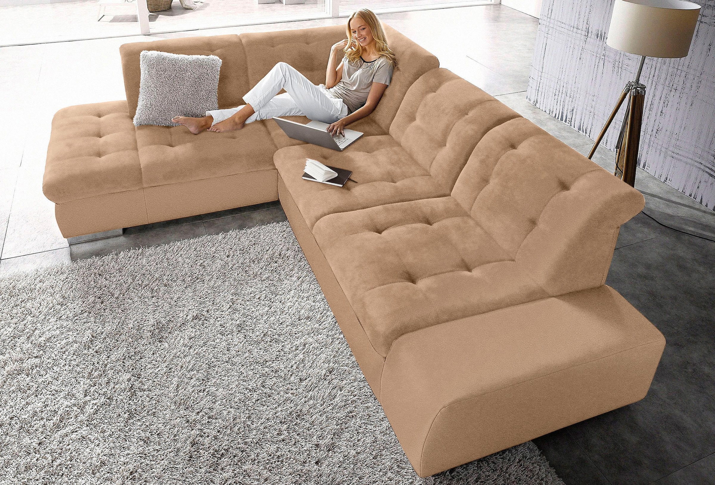 sit&more Ecksofa »Pale L-Form«, inklusive Kopfteilverstellung, wahlweise mit Bettfunktion