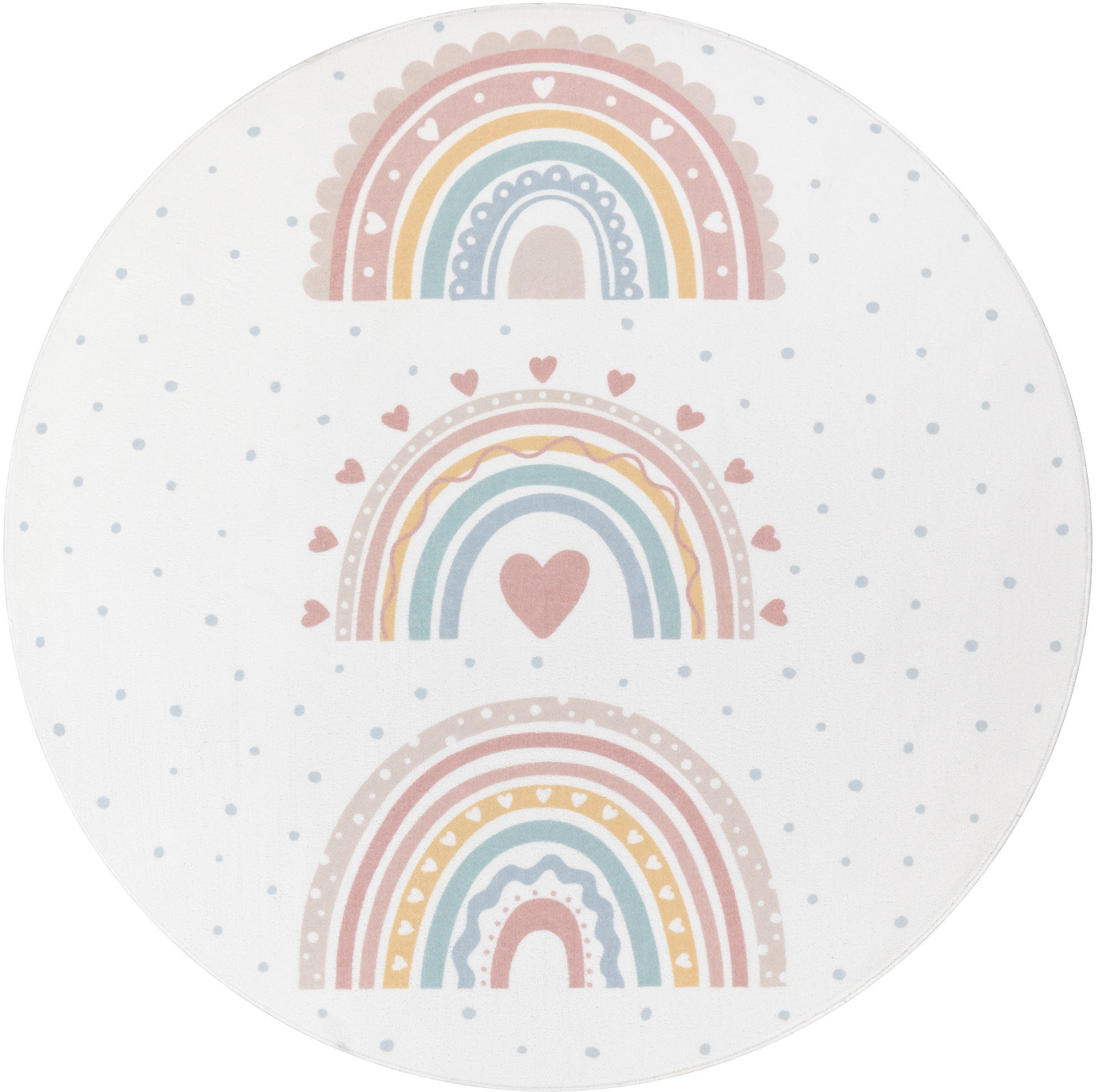 Paco Home Kinderteppich »Eliz 392«, rund, Kurzflor, Spielteppich, Patchwork-Muster, Motiv Punkte & Regenbogen