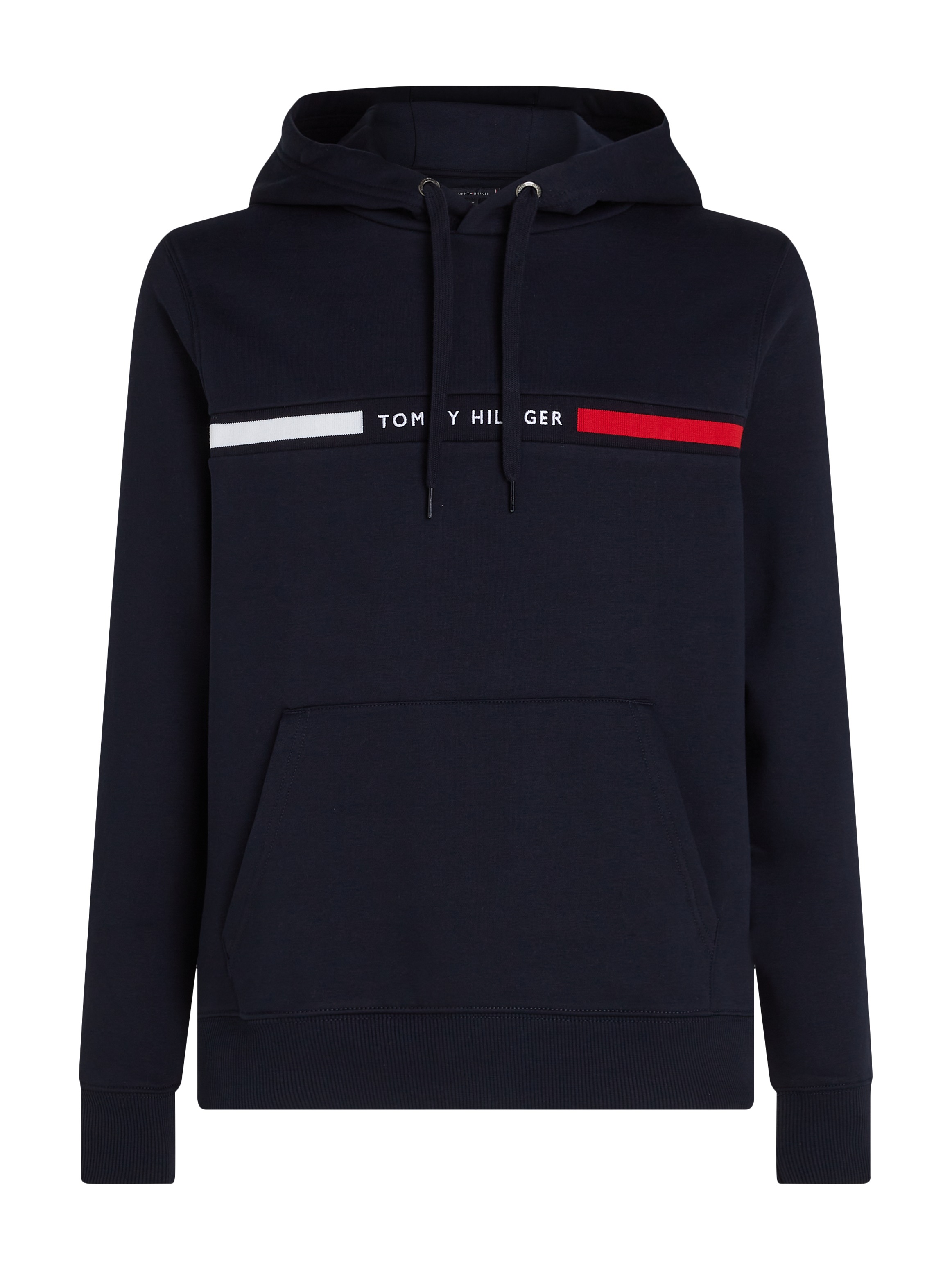 Tommy Hilfiger Kapuzensweatshirt »HILFIGER CHEST INSERT HOODY mit Kapuze und Logoschriftzug«, unifarben, casual, regular fit, Baumwollmix, Kapuze