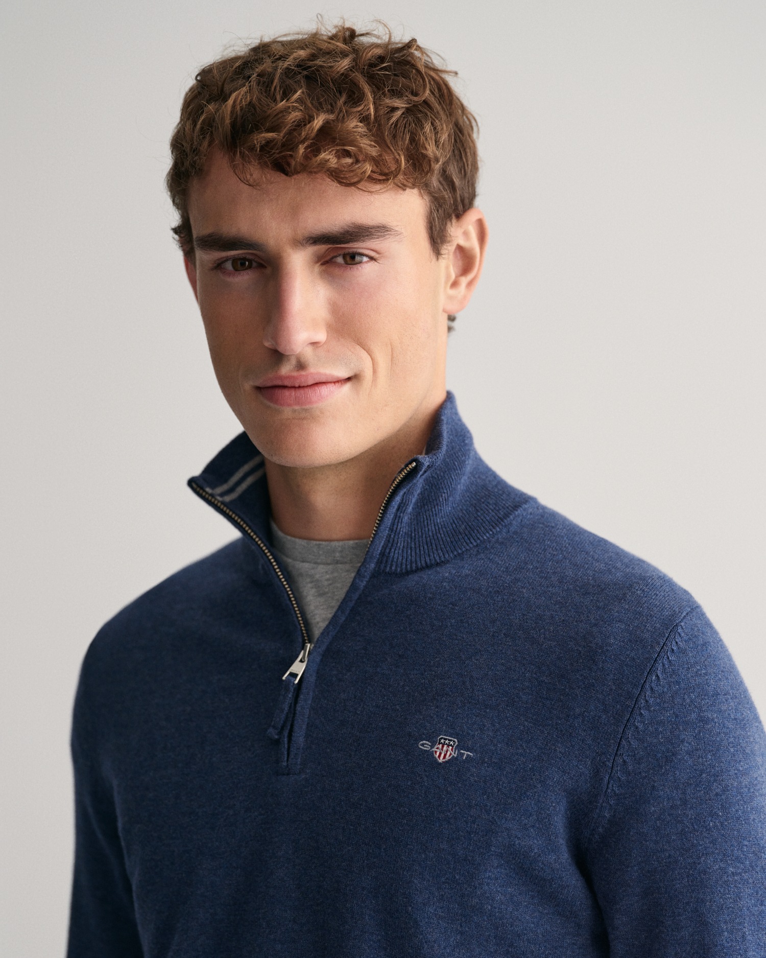 Gant Troyer »CLASSIC COTTON HALF ZIP«, mit gerippten Details