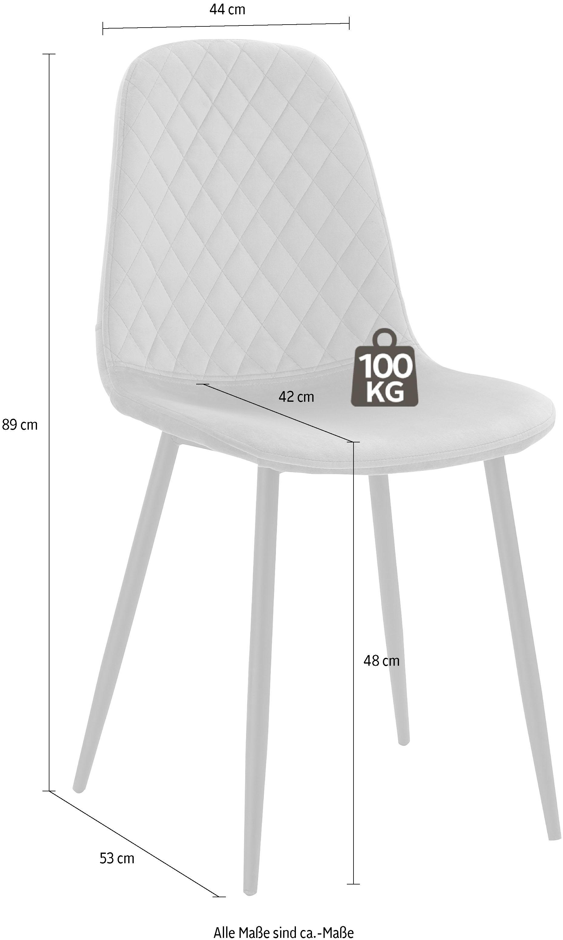 HELA Schalenstuhl »MIRA, Esszimmerstuhl, Stuhl, 4-Fuss Stuhl, BESTSELLER!«, (Set), 2 St., Samtvelours, 1, 2 oder 4 Stück, Schalenstuhl mit Steppung, Küchenstuhl
