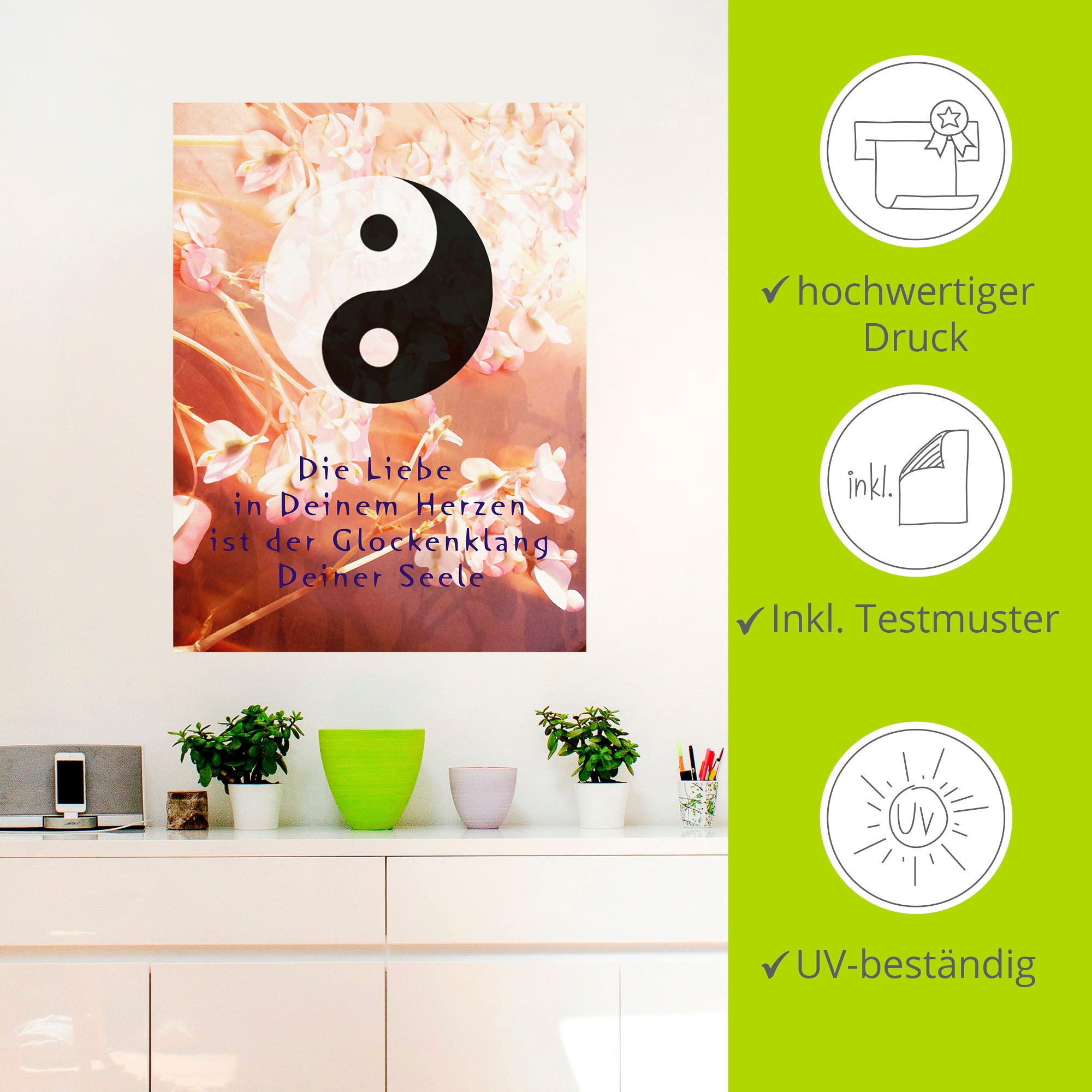 Artland Wandbild »Yin Yang Glockenklang«, Spirituelle Bilder, (1 St.), als Poster, Wandaufkleber in verschied. Grössen