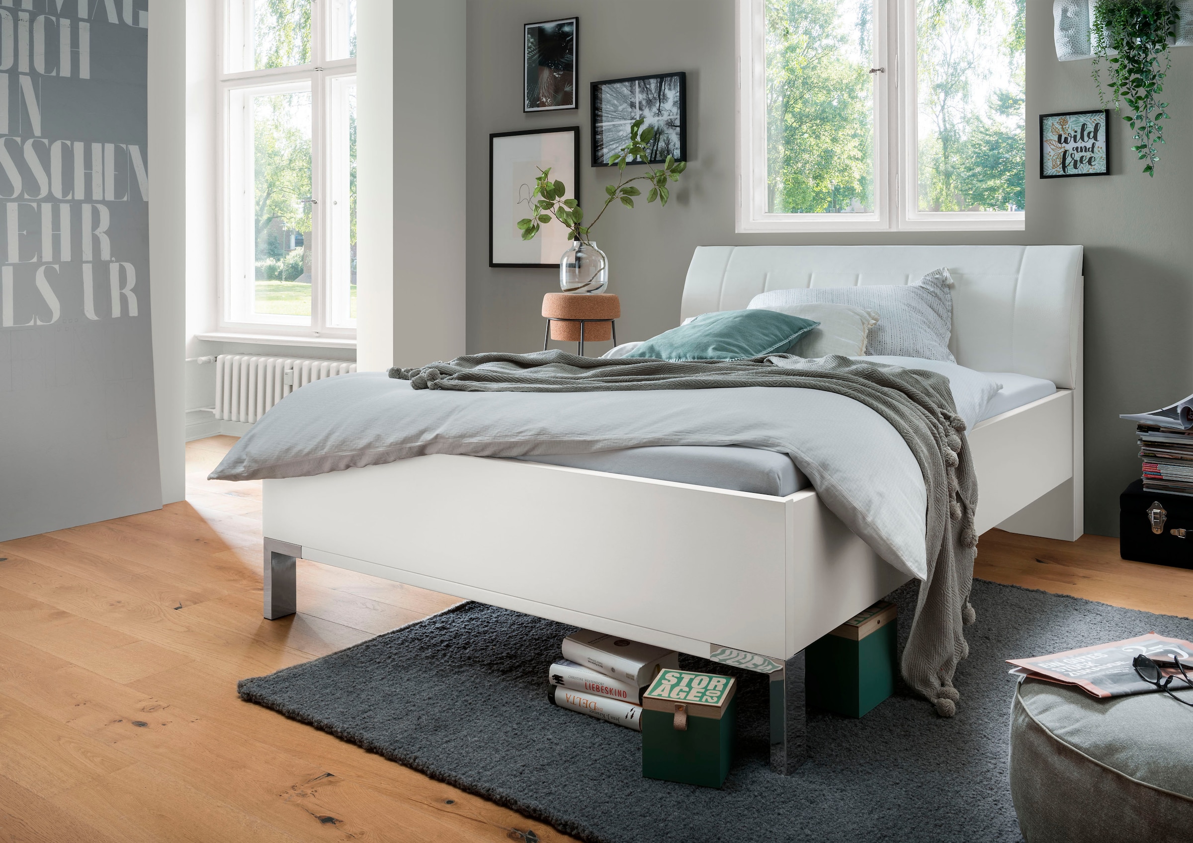 WIEMANN Futonbett »Monaco, Bettgestell, Bettrahmen, komfortables Polsterkopfteil«, (4-fache Liegehöhenverstellung, MADE IN GERMANY), Polsterkopfteil aus Kunstleder, verschiedene Grössen, in Komforthöhe