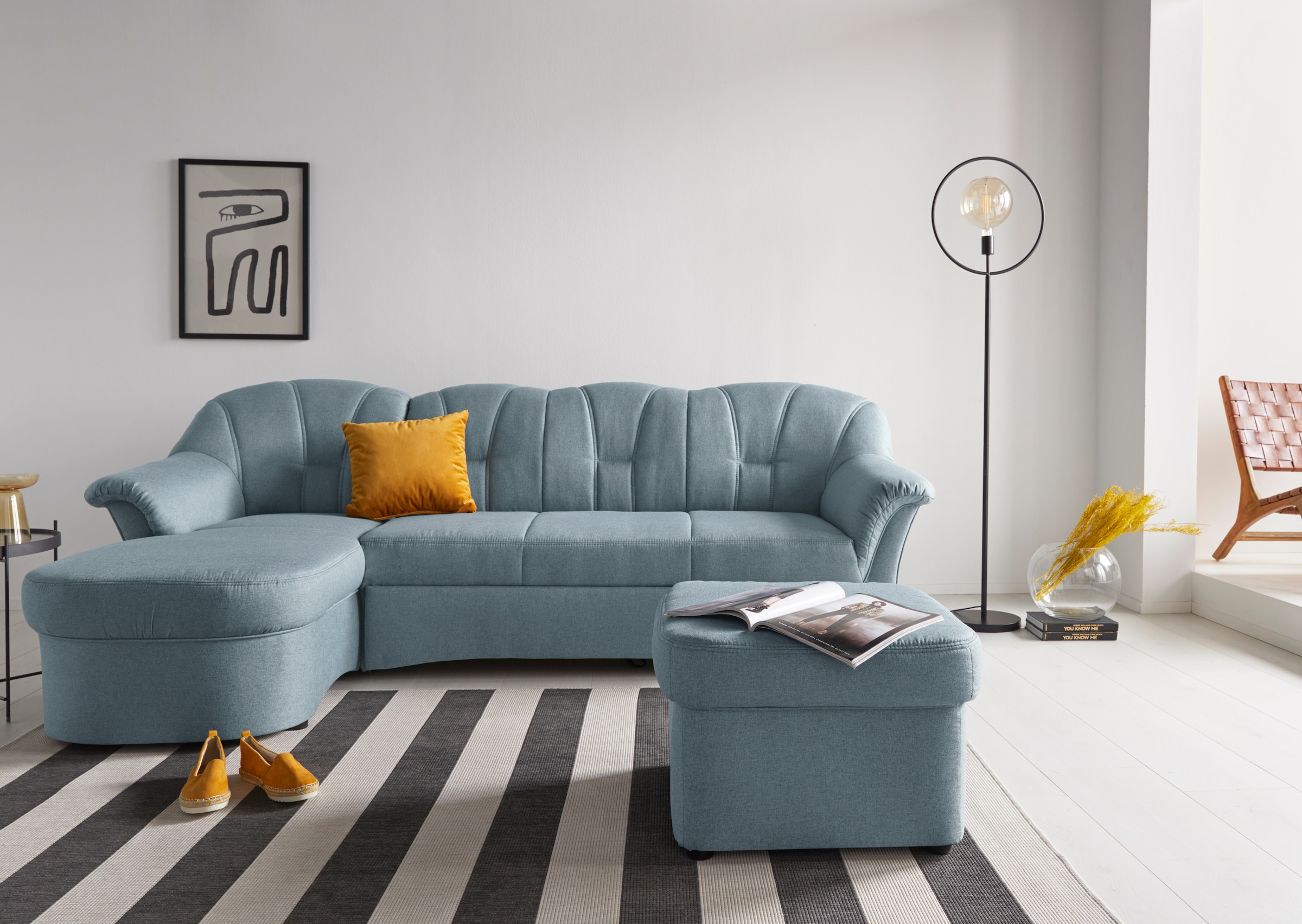 DOMO collection Ecksofa Papenburg L-Form, in grosser Farbvielfalt, wahlweise mit Bettfunktion