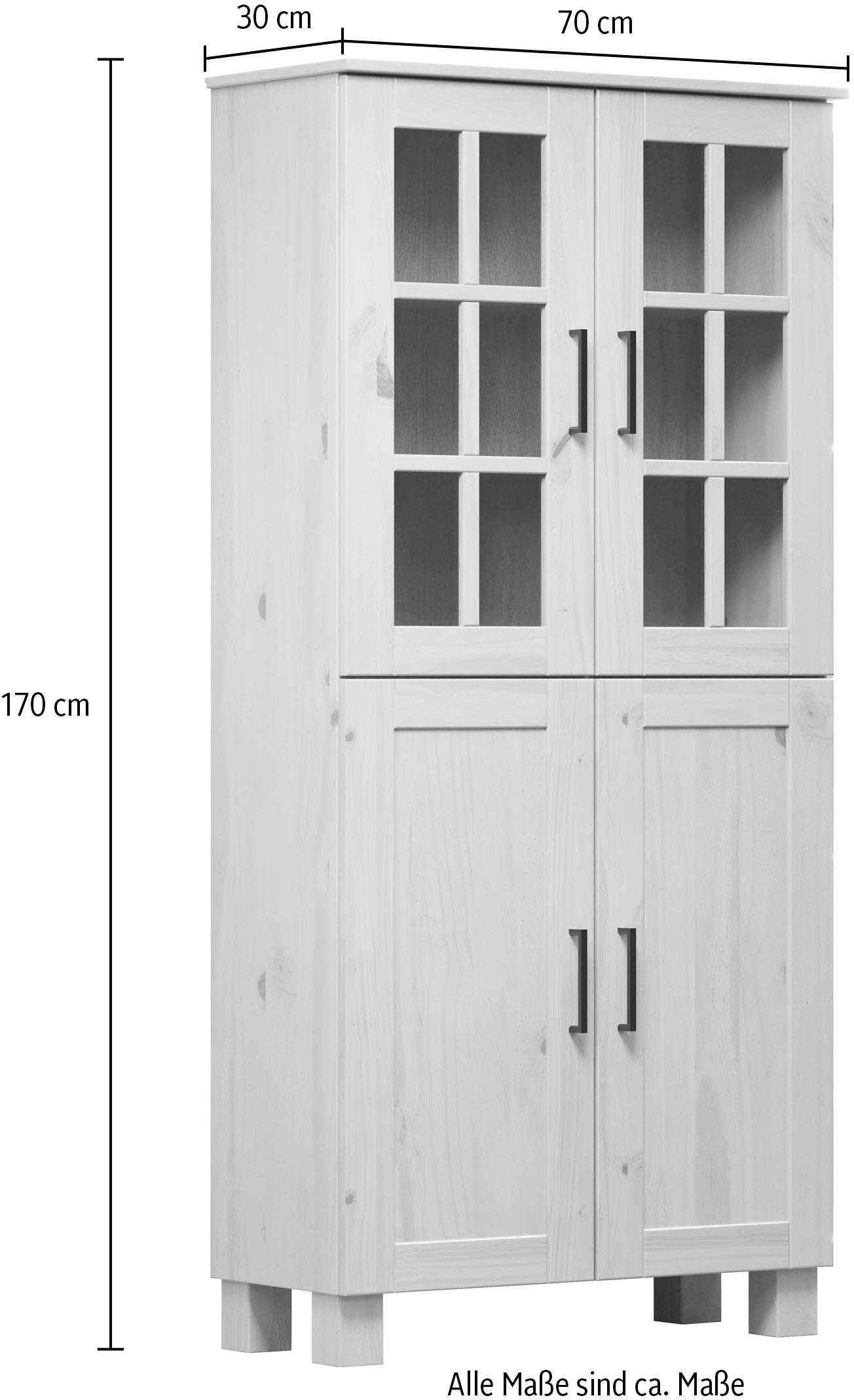 welltime Hochschrank »Ulea«, (1 St.), Breiter Badschrank aus Massivholz - Masse (B/T/H) 70/30/170 cm