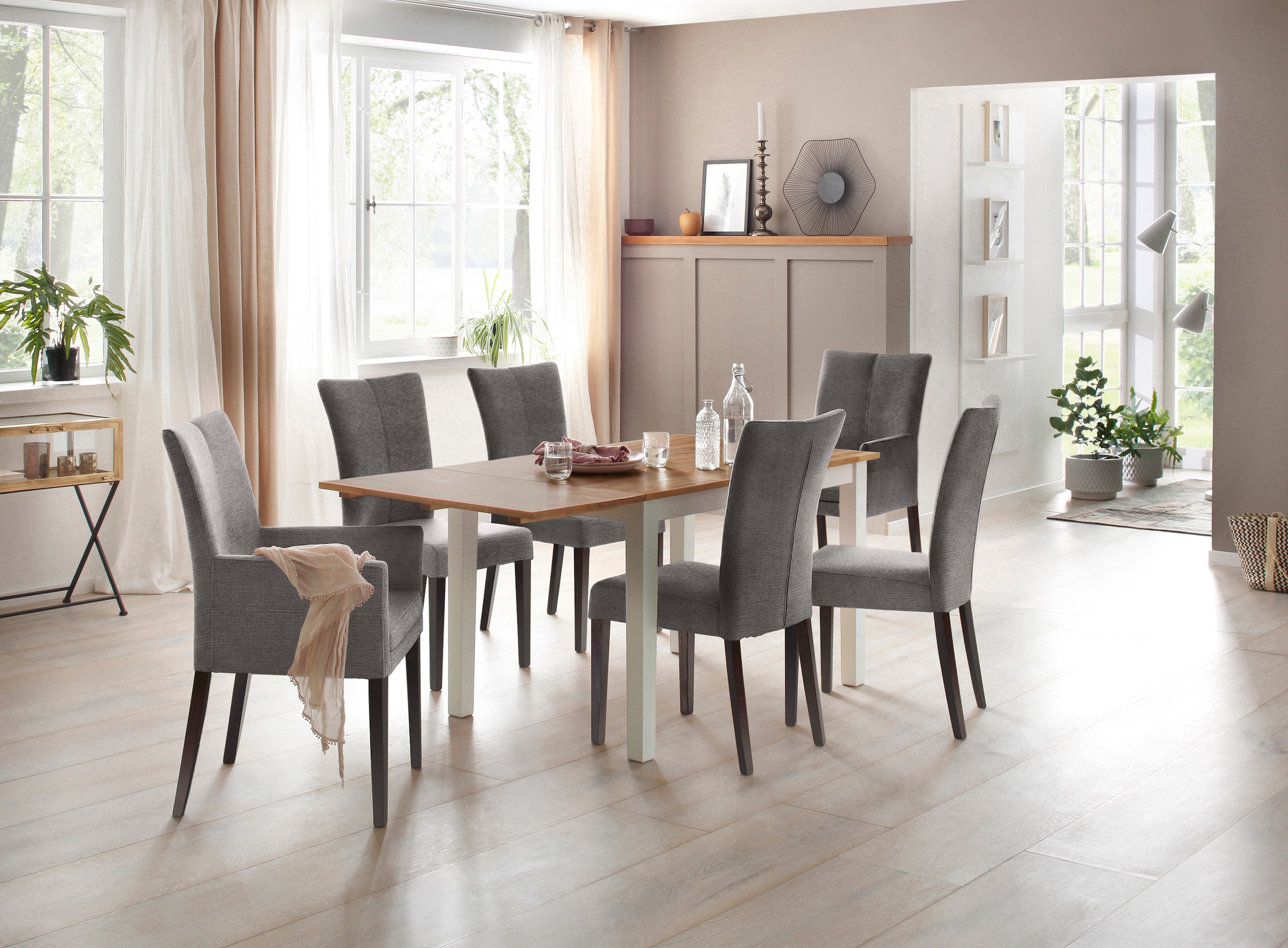 Home affaire 4-Fussstuhl »Aspen«, (Set), 2 St., Softstruktur, Beine aus massiver Buche, wengefarben lackiert