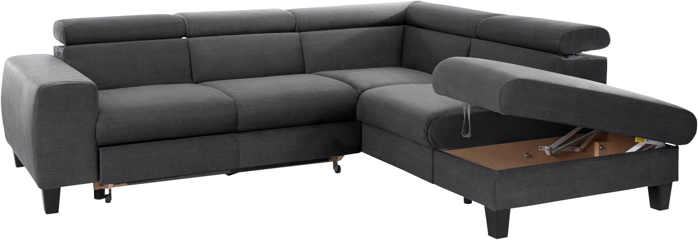 COTTA Polstergarnitur »Morven L-Form«, (Set), Set bestehend aus: Ecksofa mit Kopfteilverstellung & Hocker