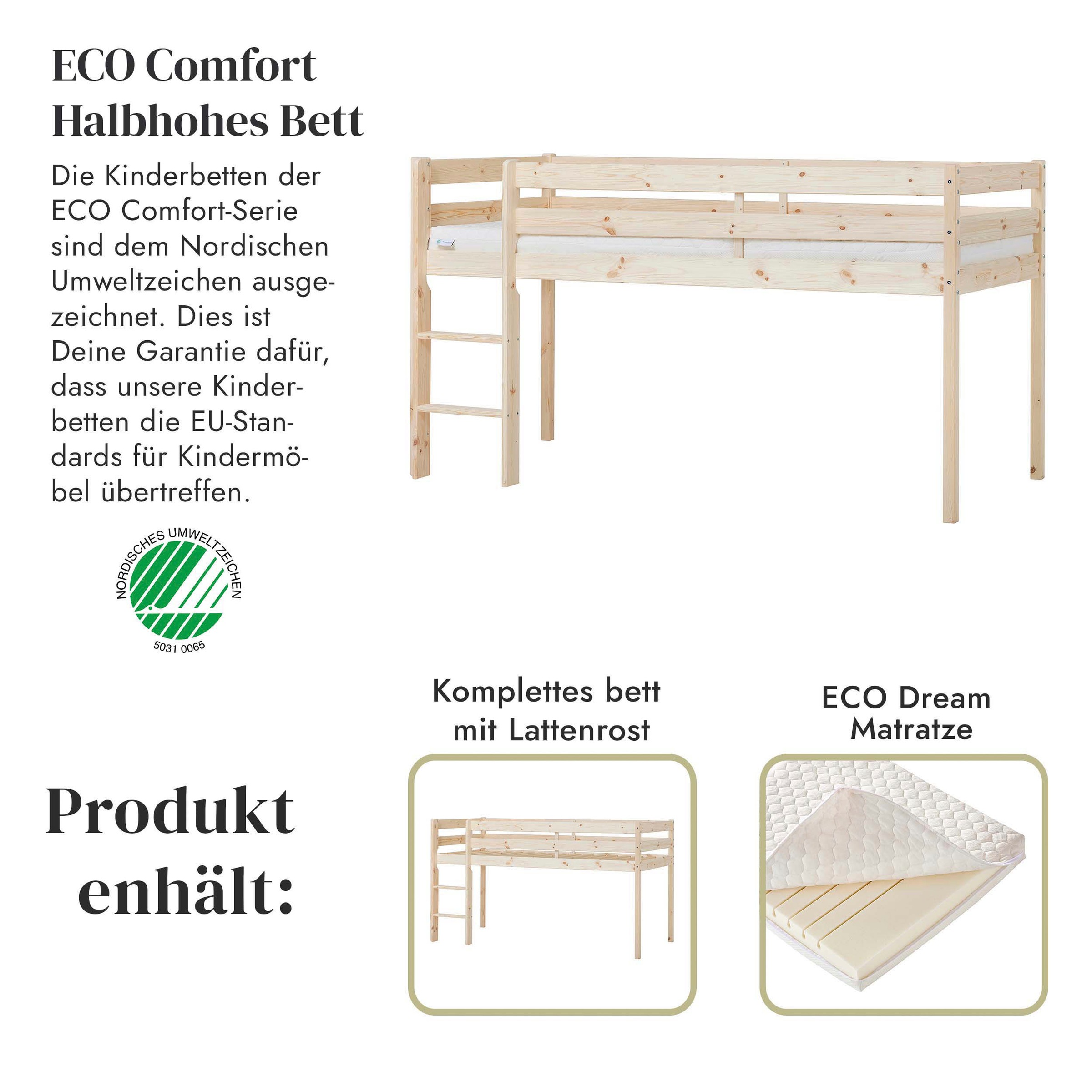 Hoppekids Spielbett »ECO COMFORT, Hochbett, in 2 Einzelbetten teilbar«, Höhe 72cm, Farbe & Grösse & Matratze