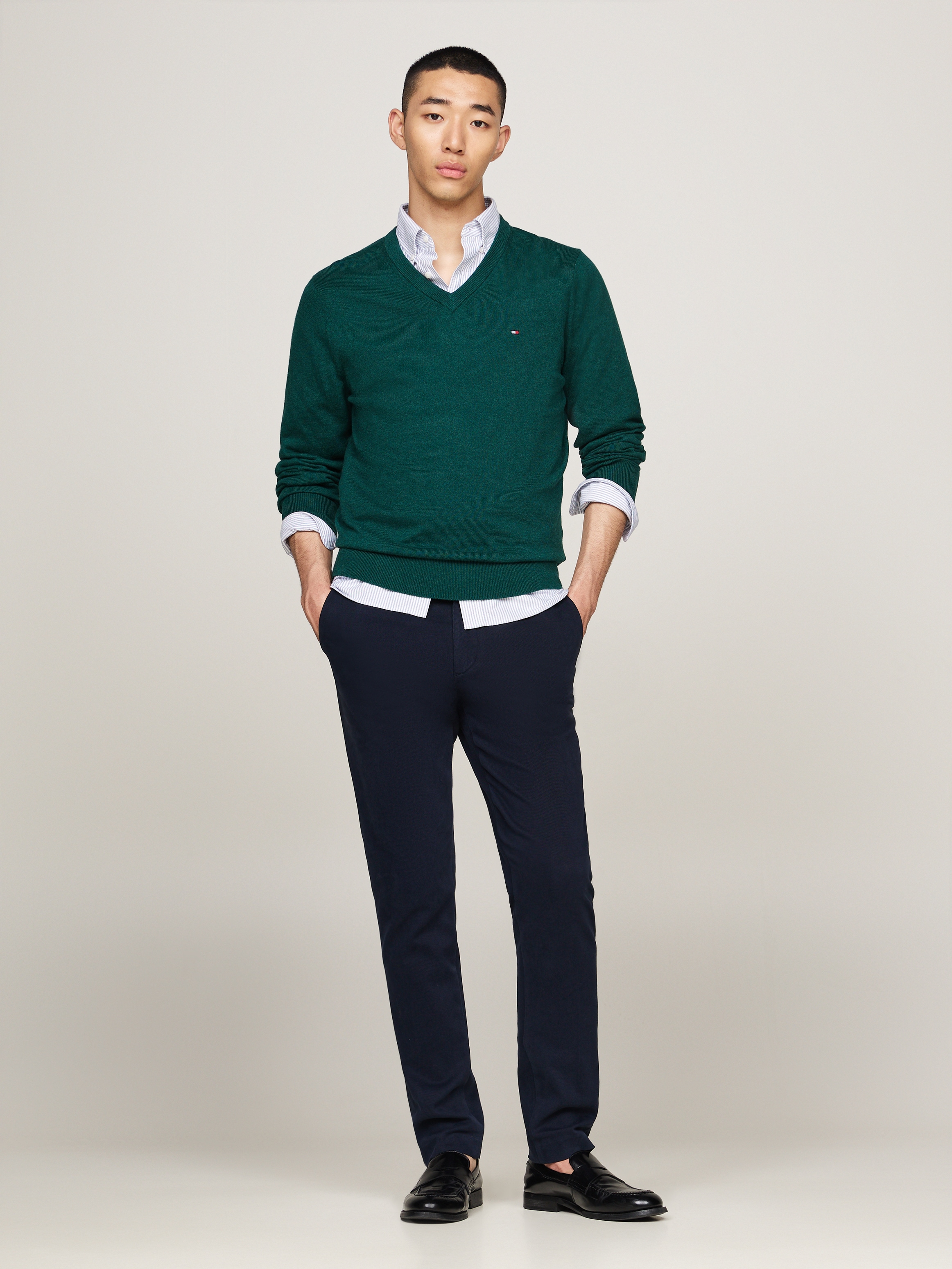 Tommy Hilfiger V-Ausschnitt-Pullover »PIMA ORG CTN CASHMERE V NECK«