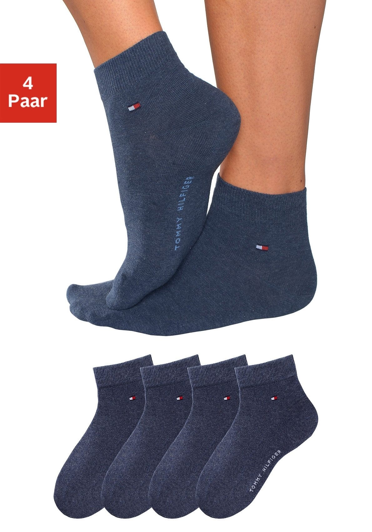 Tommy Hilfiger Kurzsocken, (4 Paar), mit druckfreien Nähten