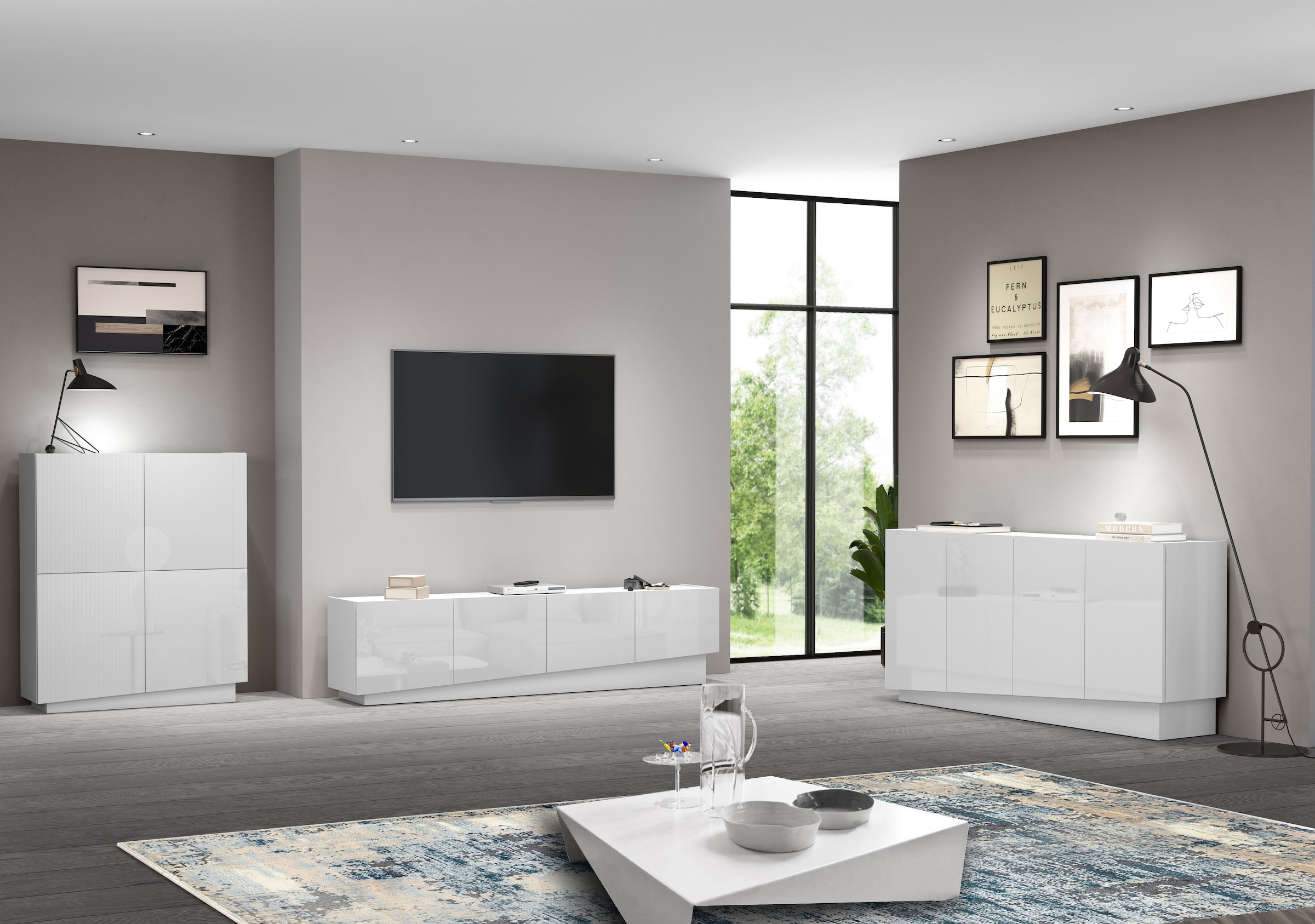 INOSIGN Highboard »VELA, Highboard, Höhe 120 cm,Design mit schrägen Türen«, (1 St.), Made in Italy, Masse-B/T/H: 100x35x120,hohes Sideboard,Anrichte,Kommode