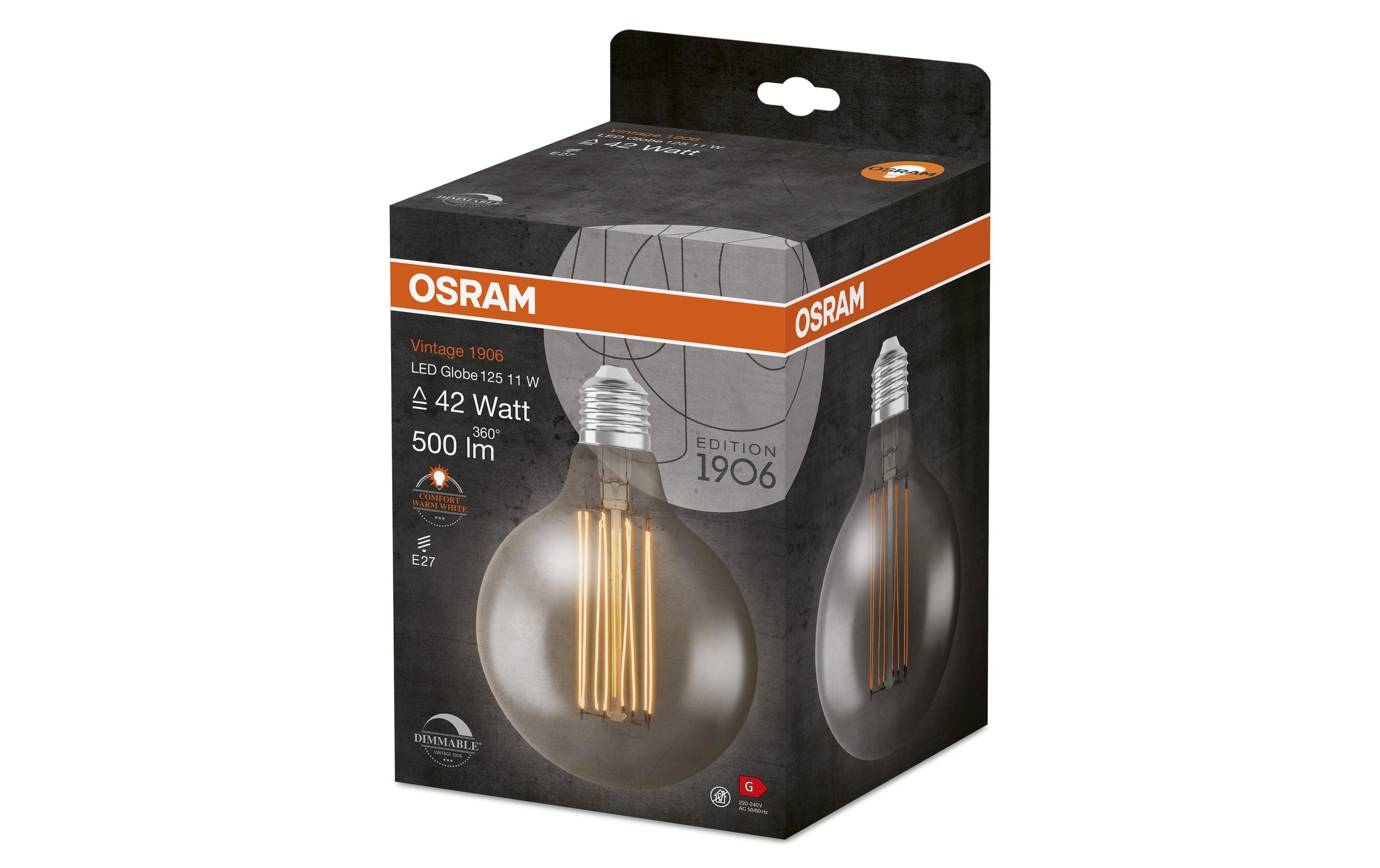 Osram LED-Leuchtmittel »Vintage 1906 Globe125, 11W, E27, Warmweiss«, E27, 1 St., Warmweiss