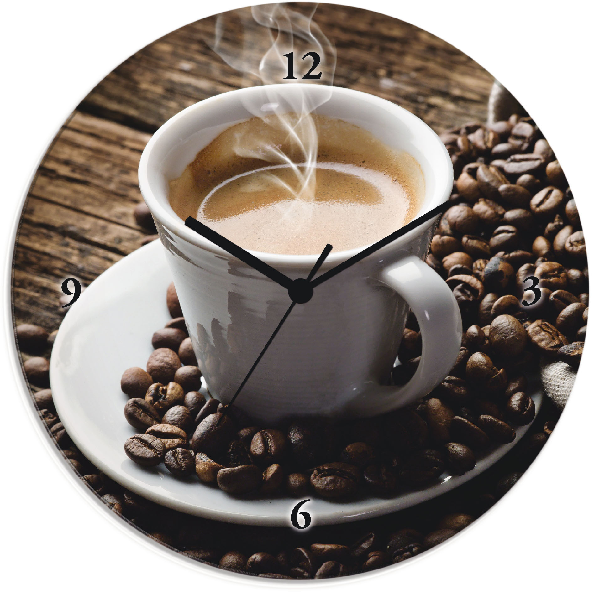 Artland "Heisser Kaffee - dampfender Kaffee" wahlweise mit Quarz- oder Funkuhrwerk, lautlos ohne Tickgeräusche