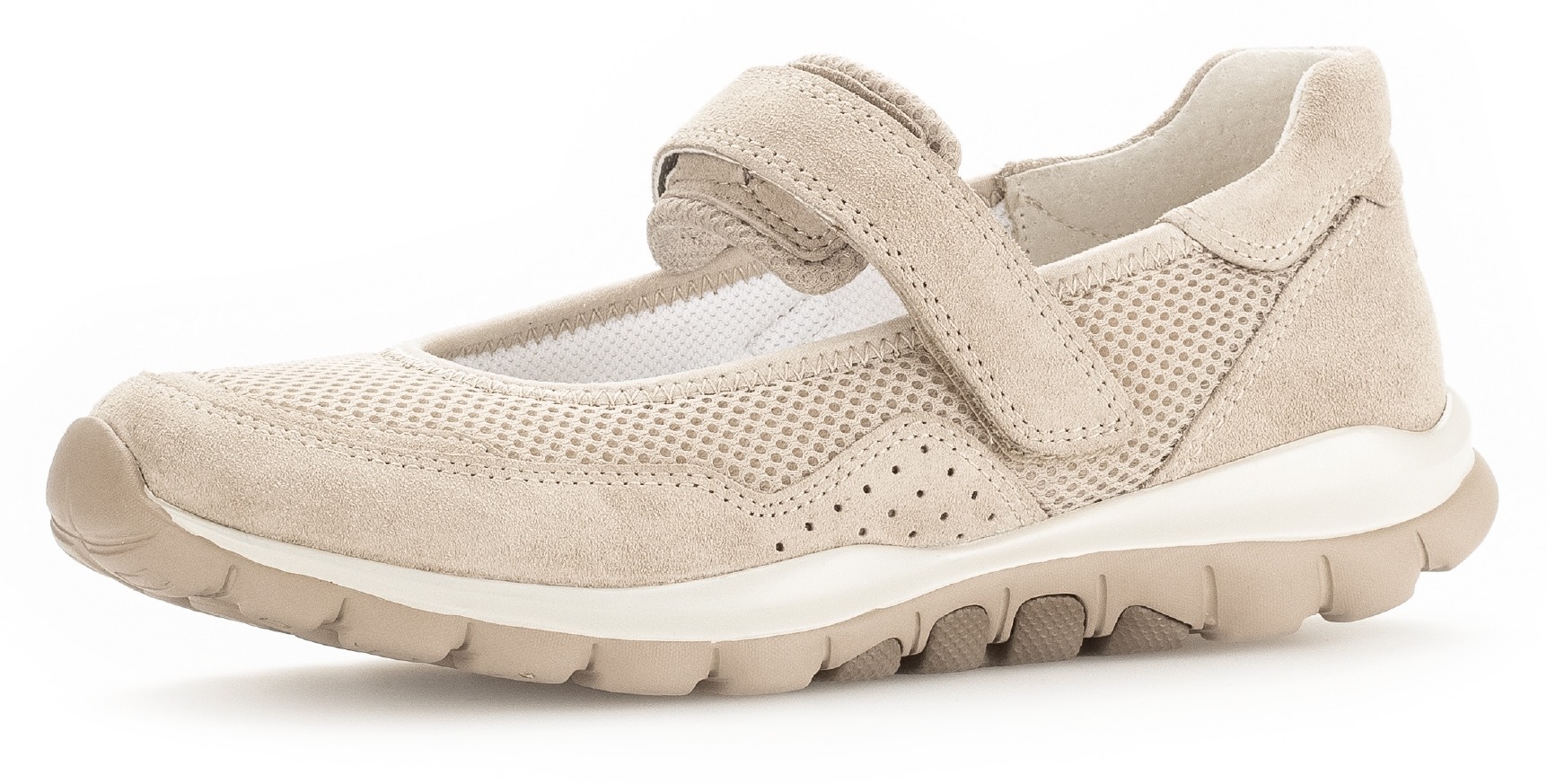 Gabor Rollingsoft Riemchenballerina , Klettschuh, Freizeitschuh, Komfortschuh mit Lochmuster