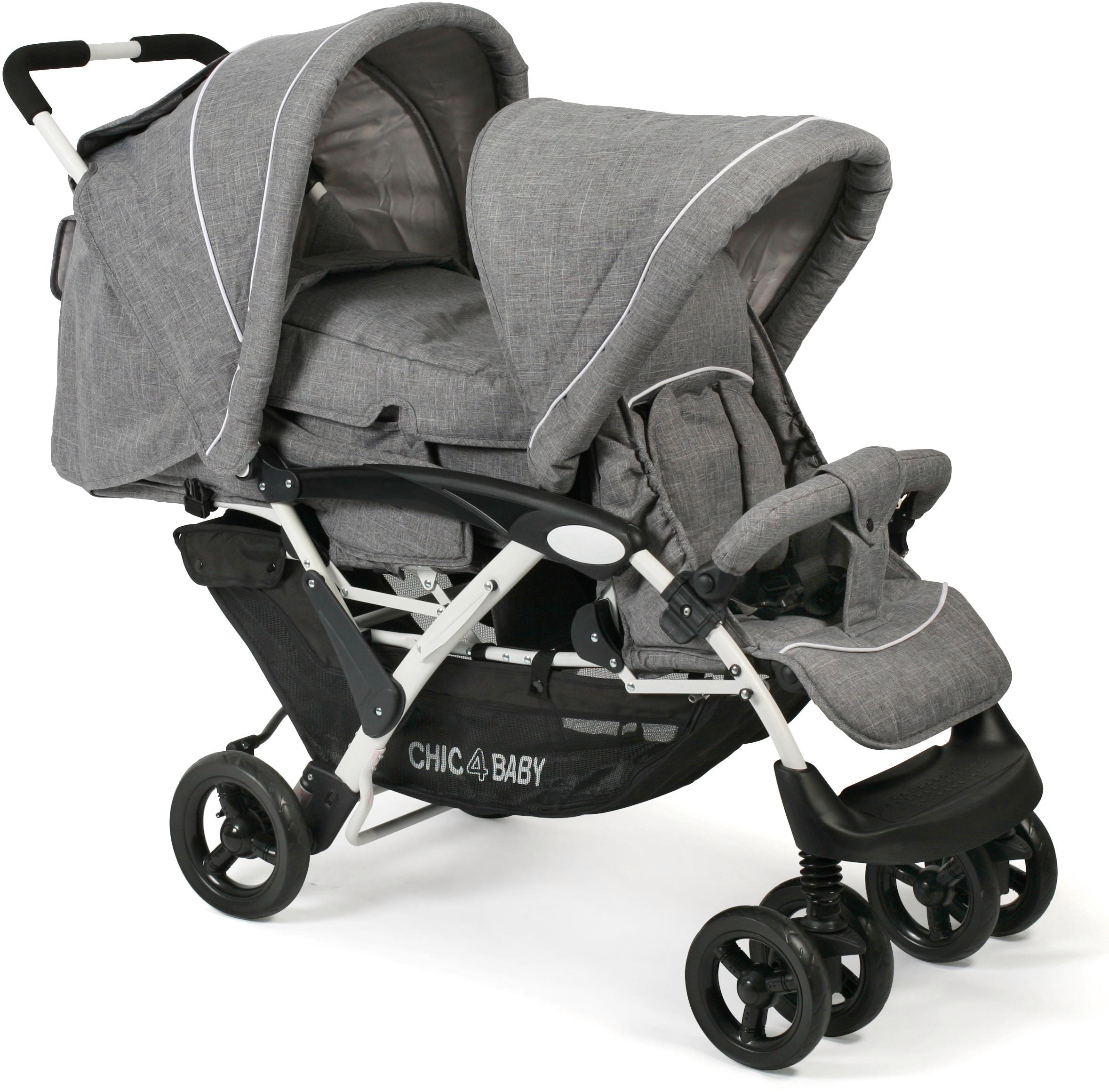 ✵ CHIC4BABY Geschwisterwagen »Duo, Melange grau«, mit feststellbaren  Doppelschwenk-Vorderrädern online bestellen