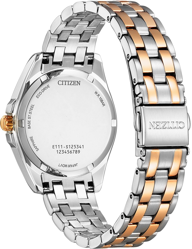 Citizen Solaruhr, Armbanduhr, Damenuhr, Edelstahlarmband, bis 10 bar wasserdicht, Datum