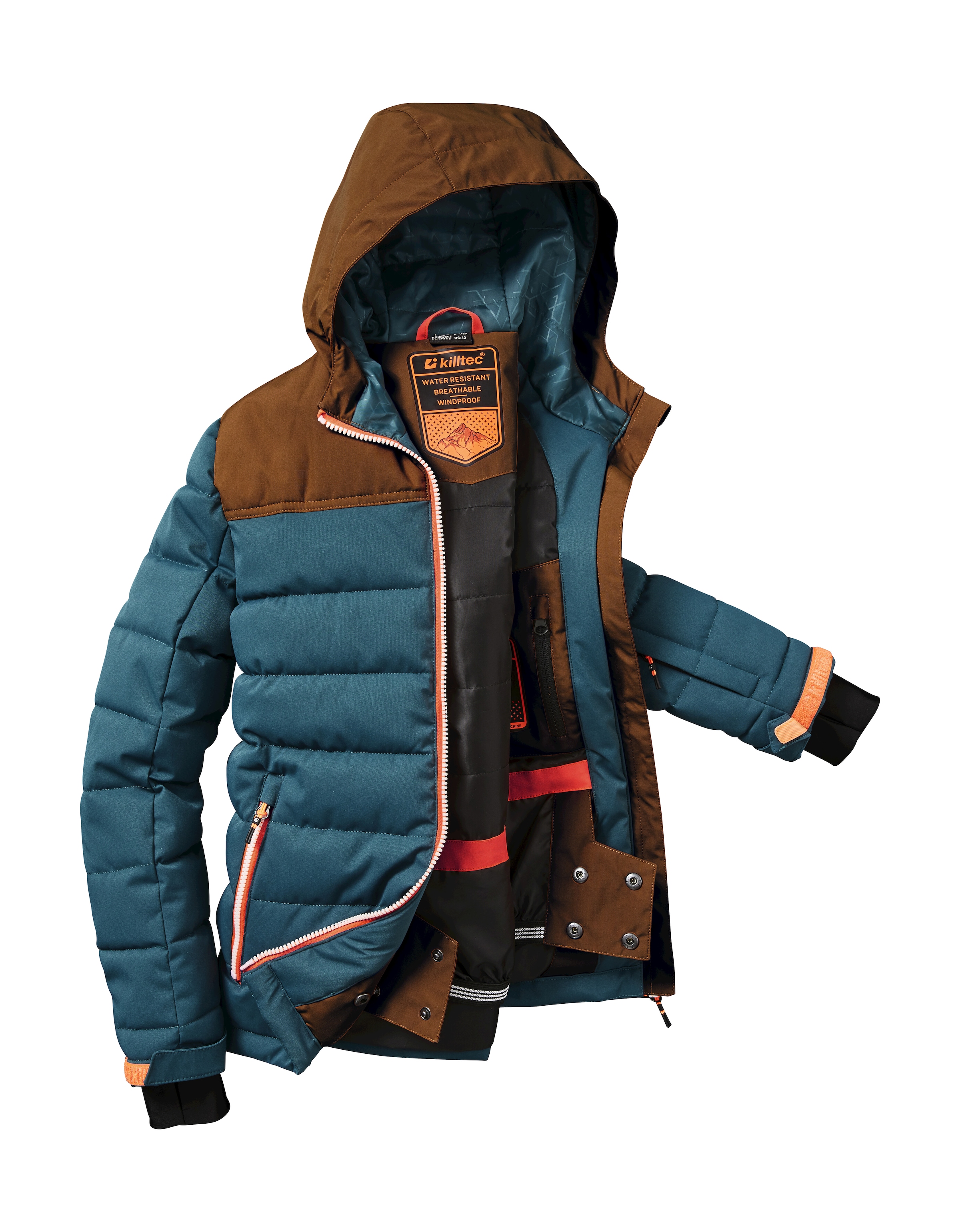 Killtec Skijacke »KSW 123 BYS SKI QLTD JCKT«, Wasserabweisende, winddichte Winterjacke mit Colourblock-Design