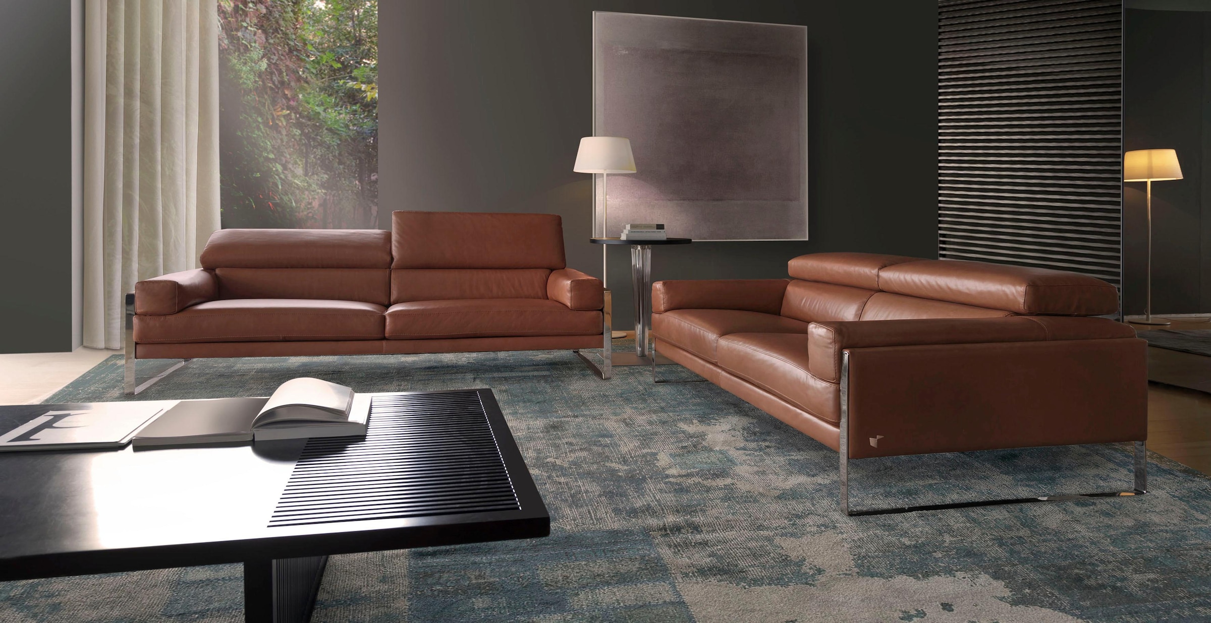 CALIA ITALIA 2-Sitzer »Romeo, Designsofa der Extraklasse mit tollem Sitzkomfort«, edle Design Kufenfüsse und edlem Lederbezug