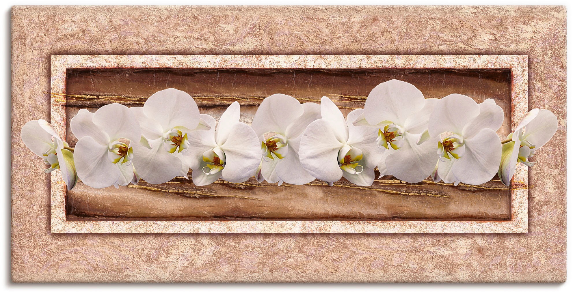 Artland Leinwandbild »Weisse Orchideen braun gold«, Blumen, (1 St.), auf Keilrahmen gespannt
