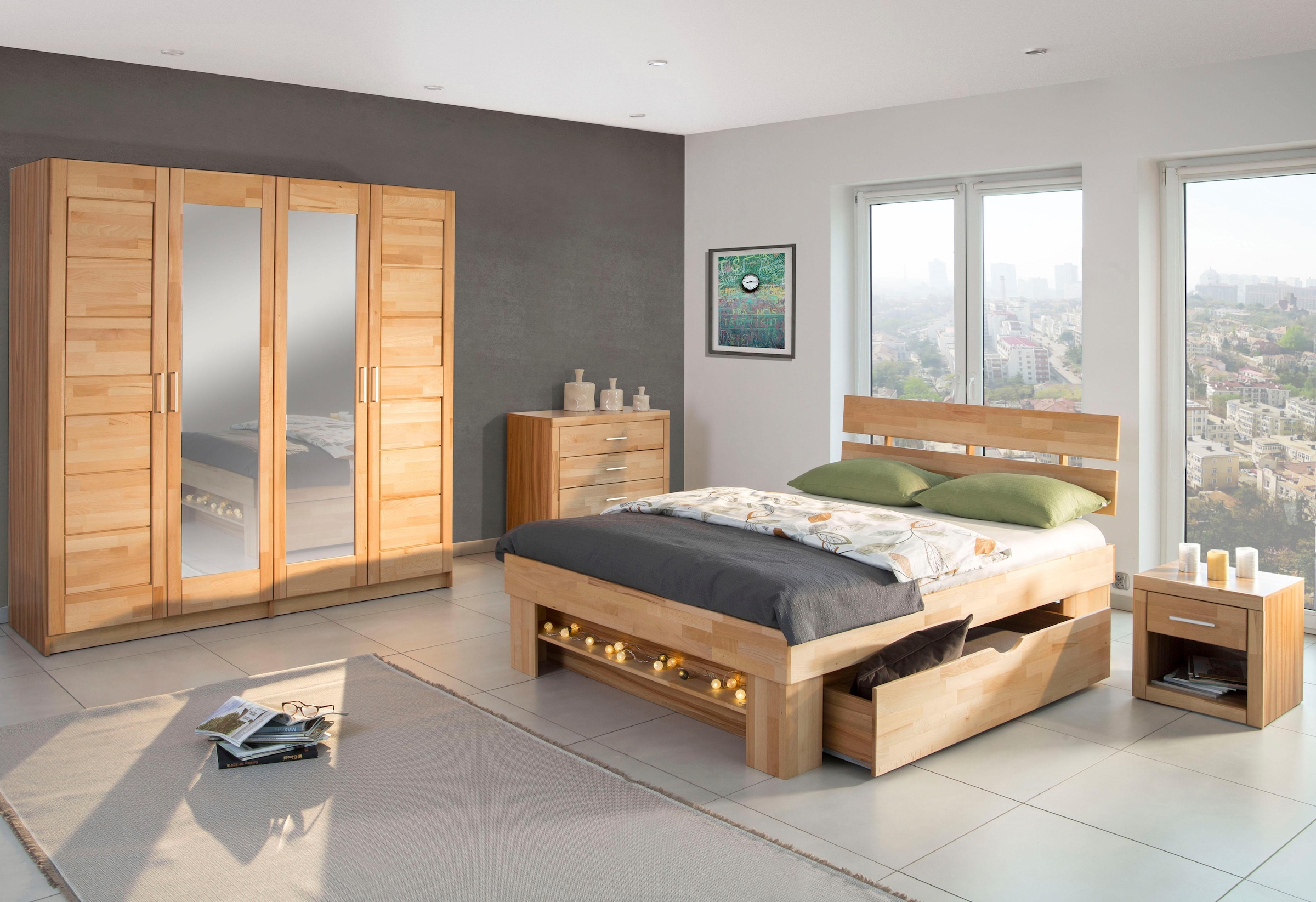 Home affaire Stauraumbett »Triest«, aus FSC®-zertifizierter massive Buche