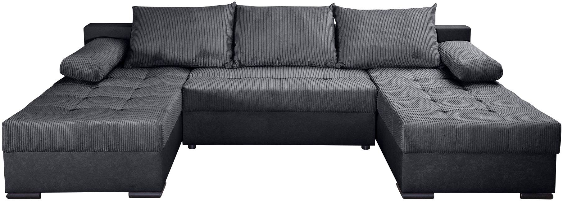 COLLECTION AB Wohnlandschaft »Josy, U-Form, Schlafsofa mit Bettkasten«, (Cord-/Mix), flexible Recamiere, Breite: 269cm, inklusive Rückenkissen, Cord/Mix