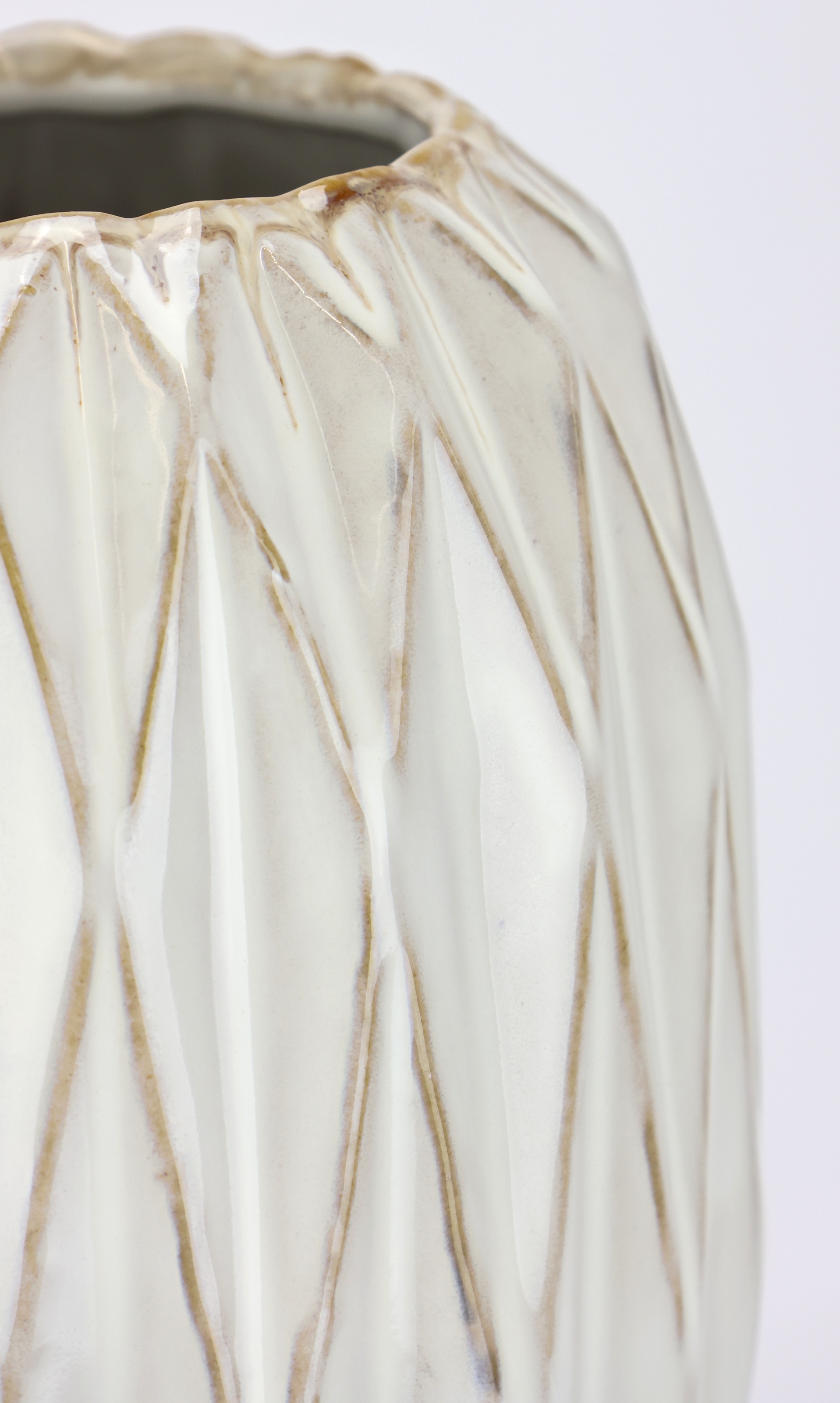 I.GE.A. Dekovase "Vase aus Keramik" Blumentopf geriffelt Zylinderform Übertopf Keramikvase Deko Dekovase