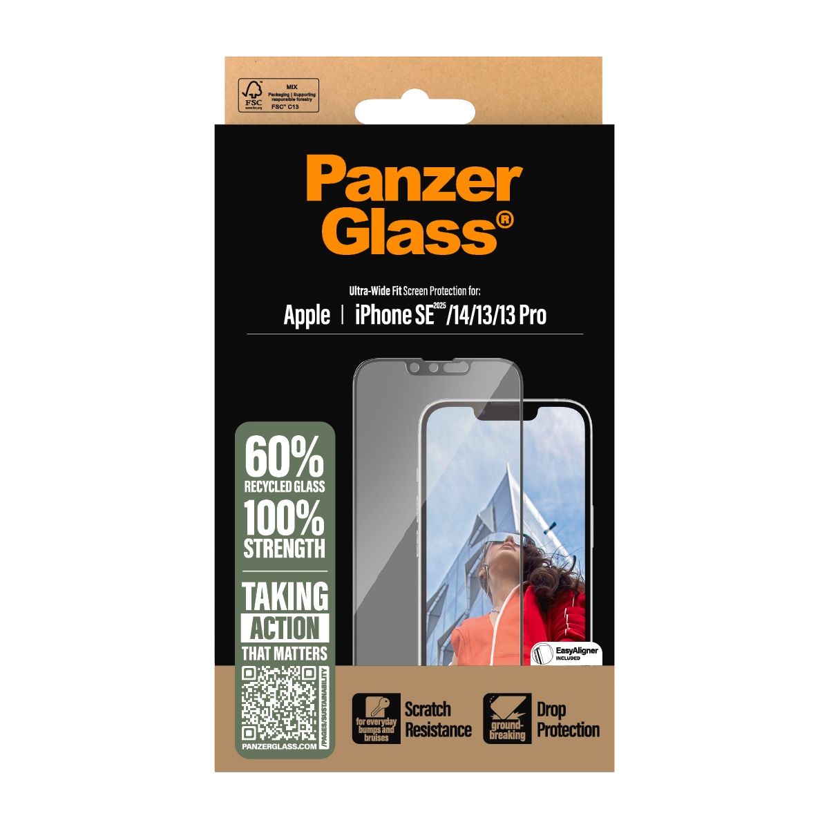 CARE by PanzerGlass Displayschutzglas »Ultra-Wide Fit Screen Protection«, für Apple iPhone 16e-Apple iPhone 14-Apple iPhone 13/13 Pro, Displayschutzfolie, Schutzfolie, Bildschirmschutz, kratz- & stossfest