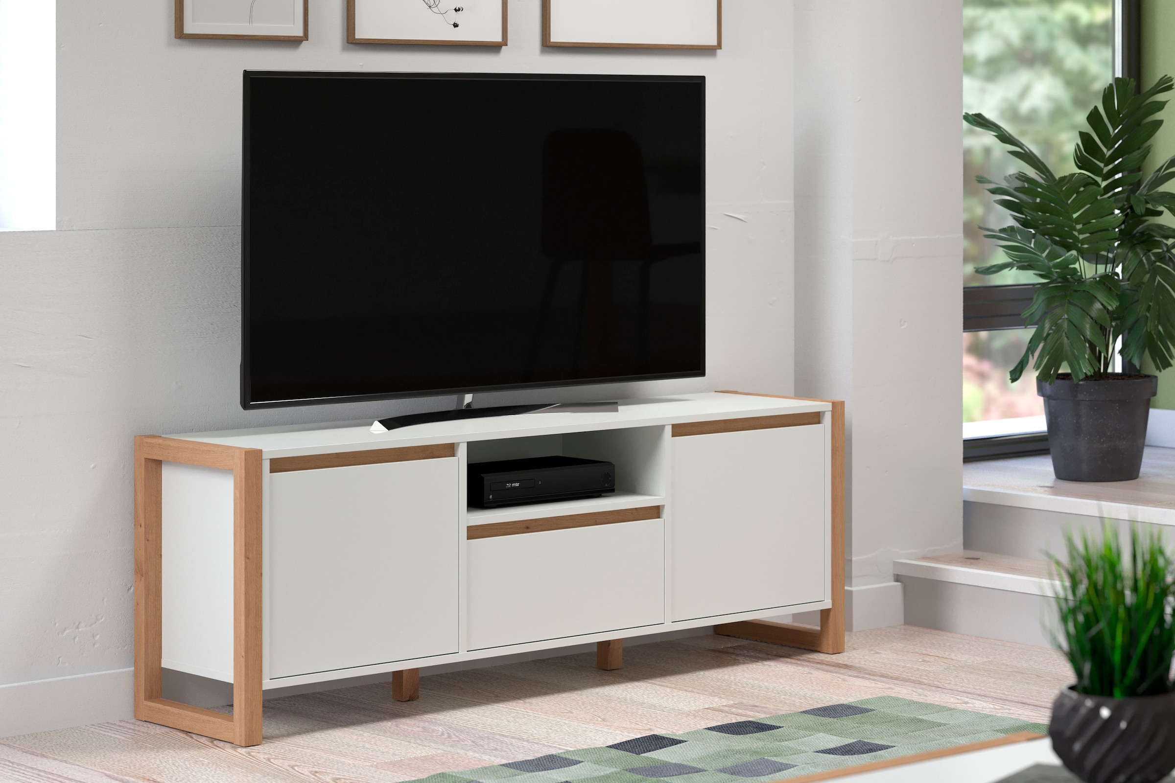 andas Lowboard »Drammen«, TV Schrank, hellbraun / weiss, matt, Breite 150 cm