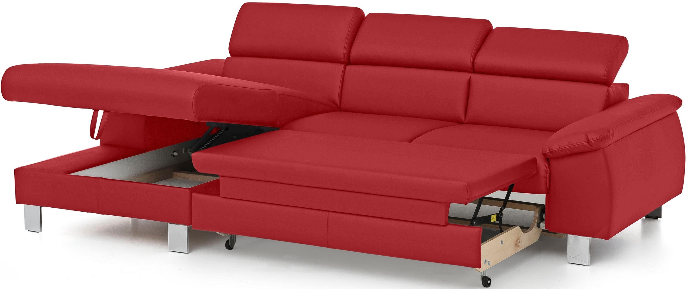 COTTA Ecksofa Komaris, Ecksofa, wahlweise mit RGB-LED-Beleuchtung und Bettfunktion/Bettkasten