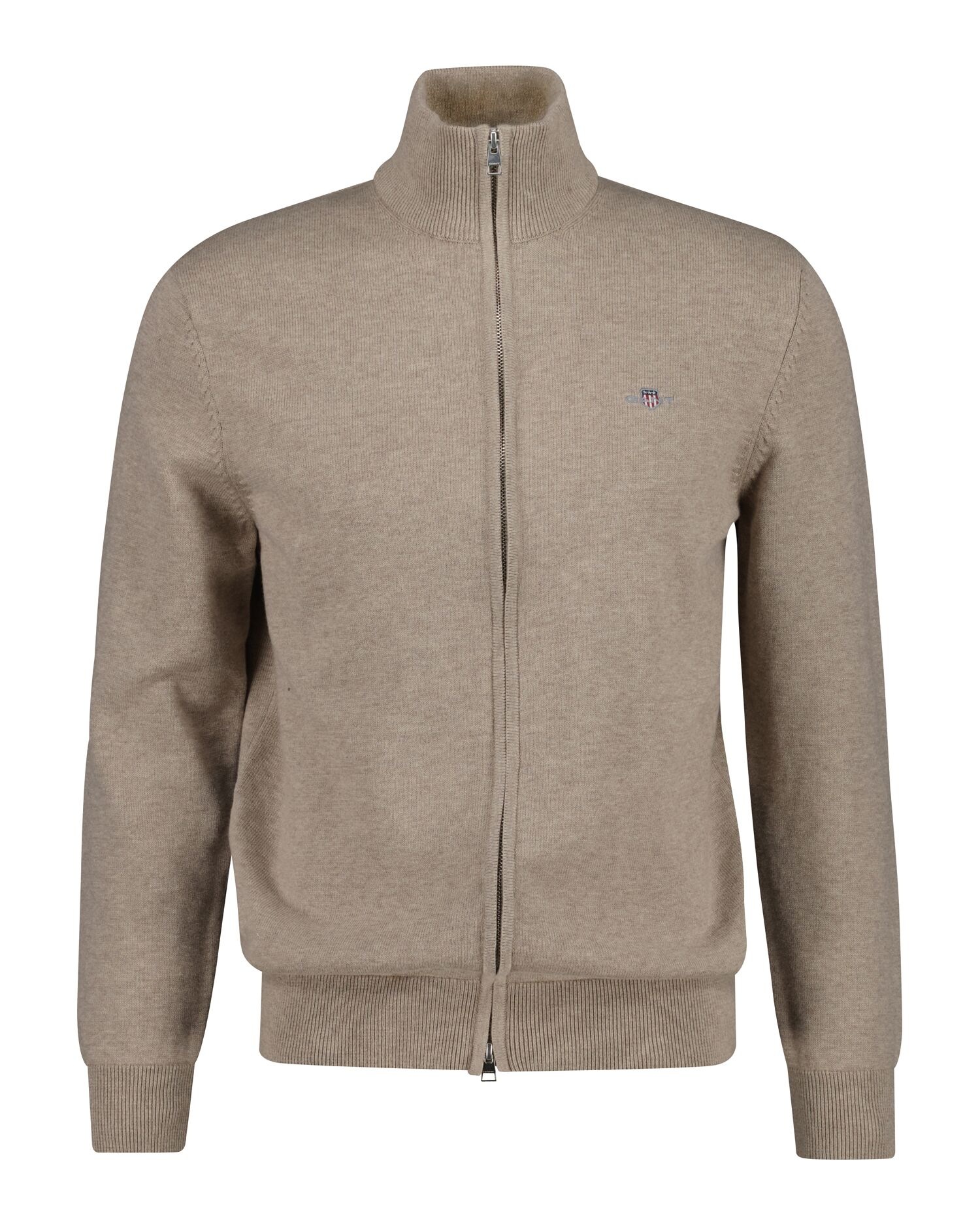 Gant Cardigan »CASUAL COTTON ZIP CARDIGAN« Mit Rippbündchen an Stehkragen, Ärmeln und Saum