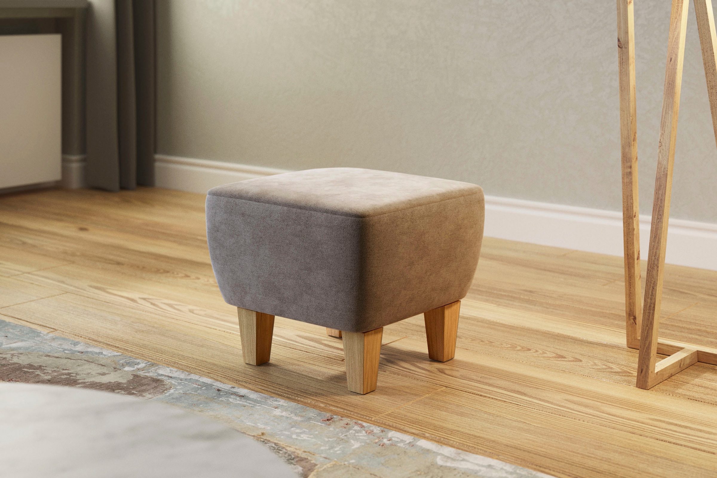 Home affaire Polsterhocker "Viva" mit Eichenfüssen