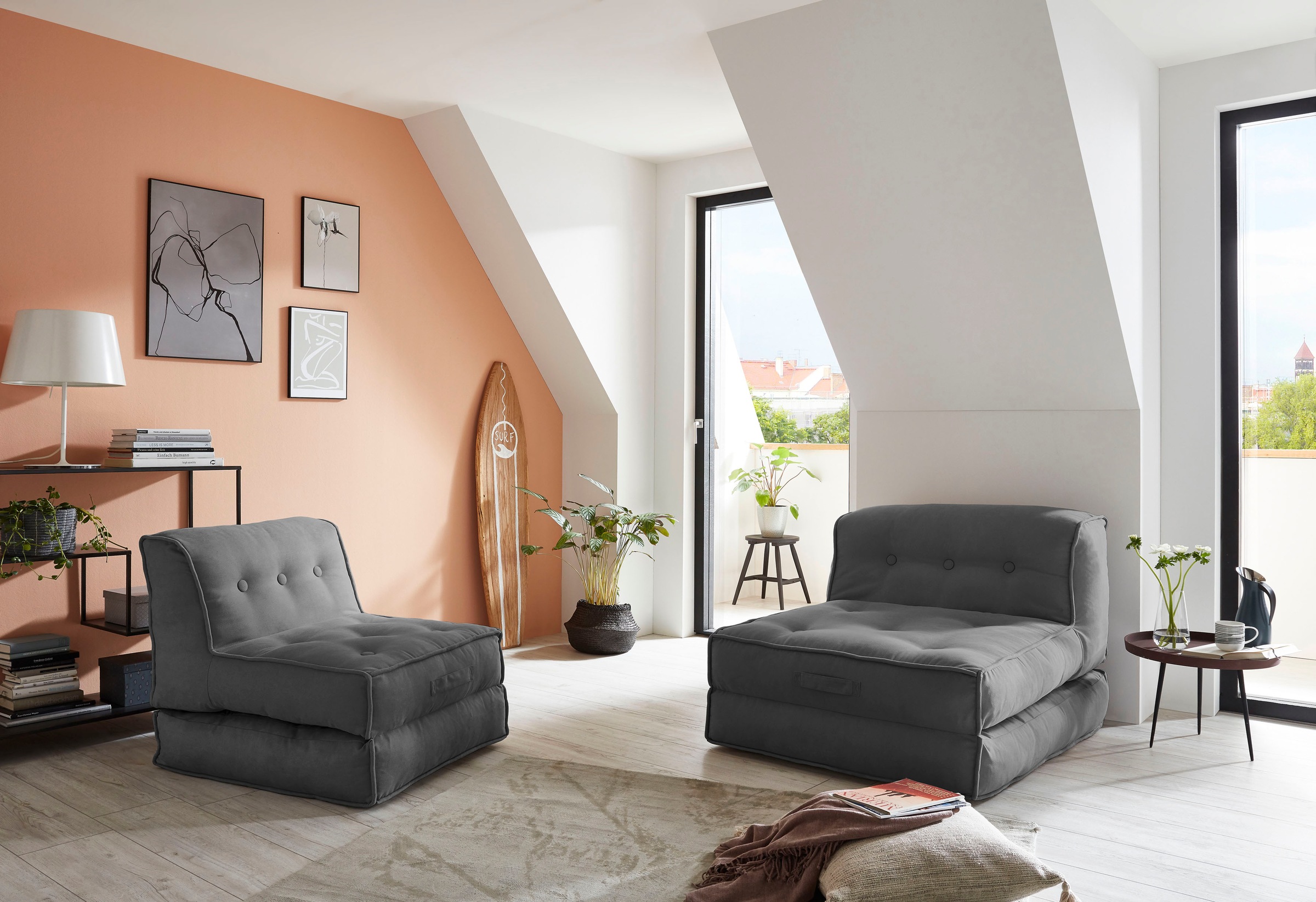 INOSIGN Sessel »Pia«, Loungesessel in 2 Grössen, mit Schlaffunktion und Pouf-Funktion.