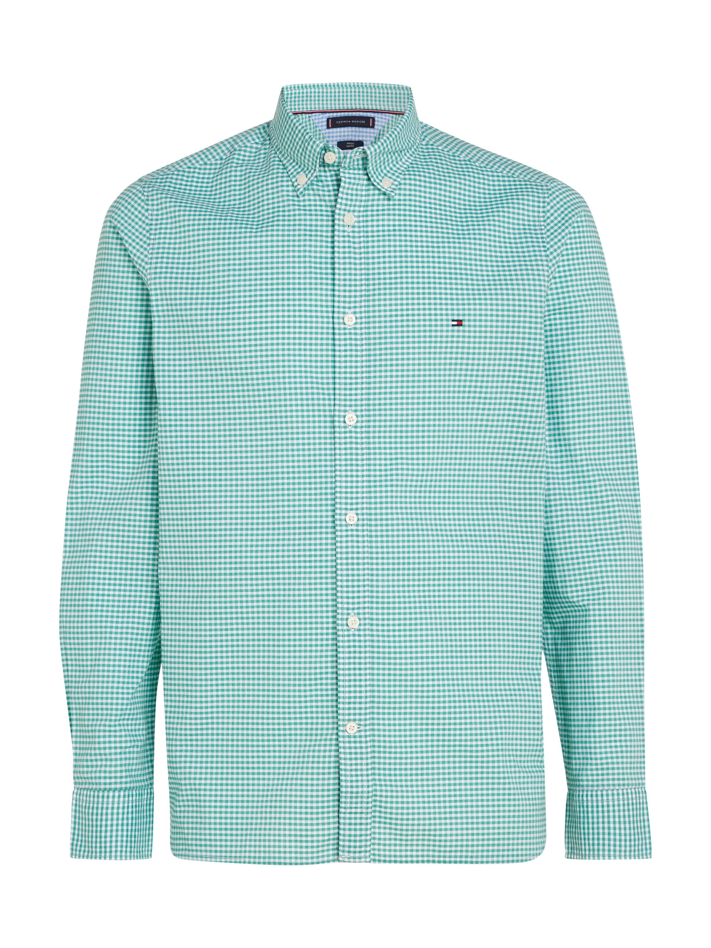 Tommy Hilfiger Karohemd »FLEX TEXTURED GINGHAM SF SHIRT«, mit kleiner Logostickerei