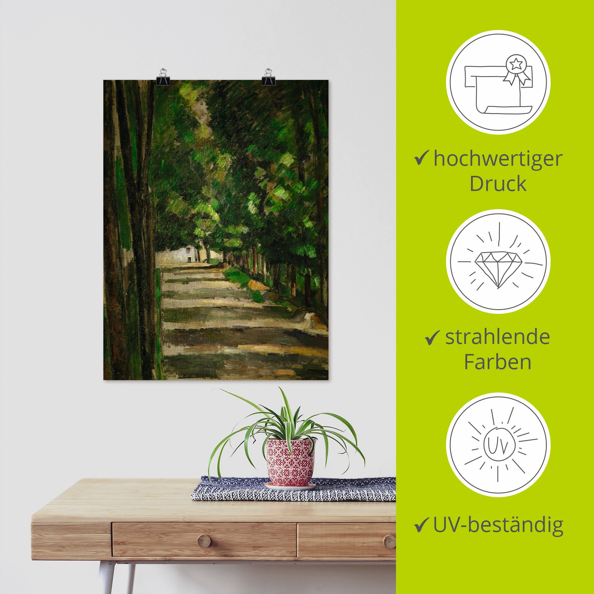 Artland Kunstdruck »Allee«, Wiesen & Bäume, (1 St.), als Leinwandbild, Wandaufkleber oder Poster in versch. Grössen