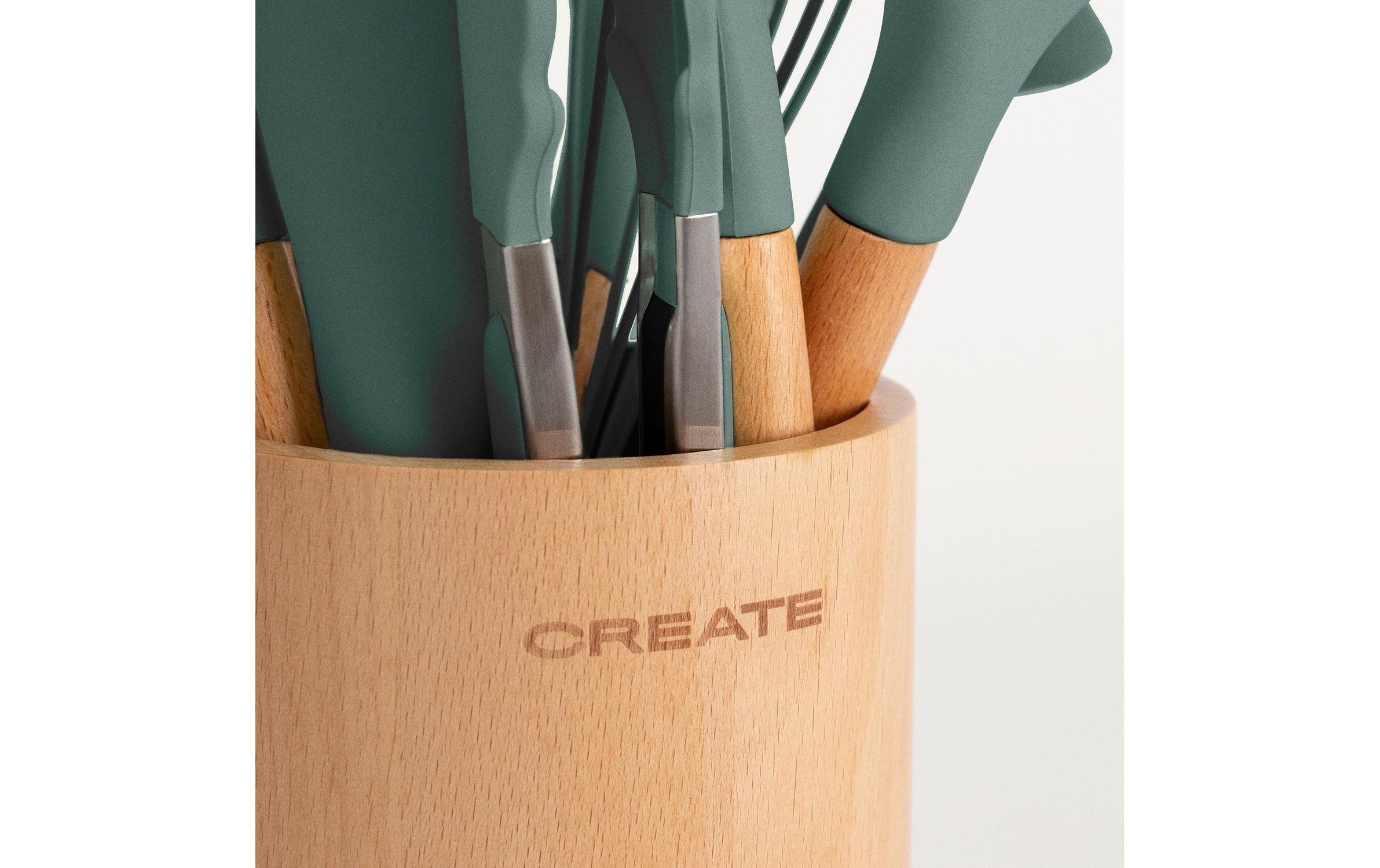 KITCHENWARE STUDIO - Utensiles de cuisine en silicone et bois - Sauge
