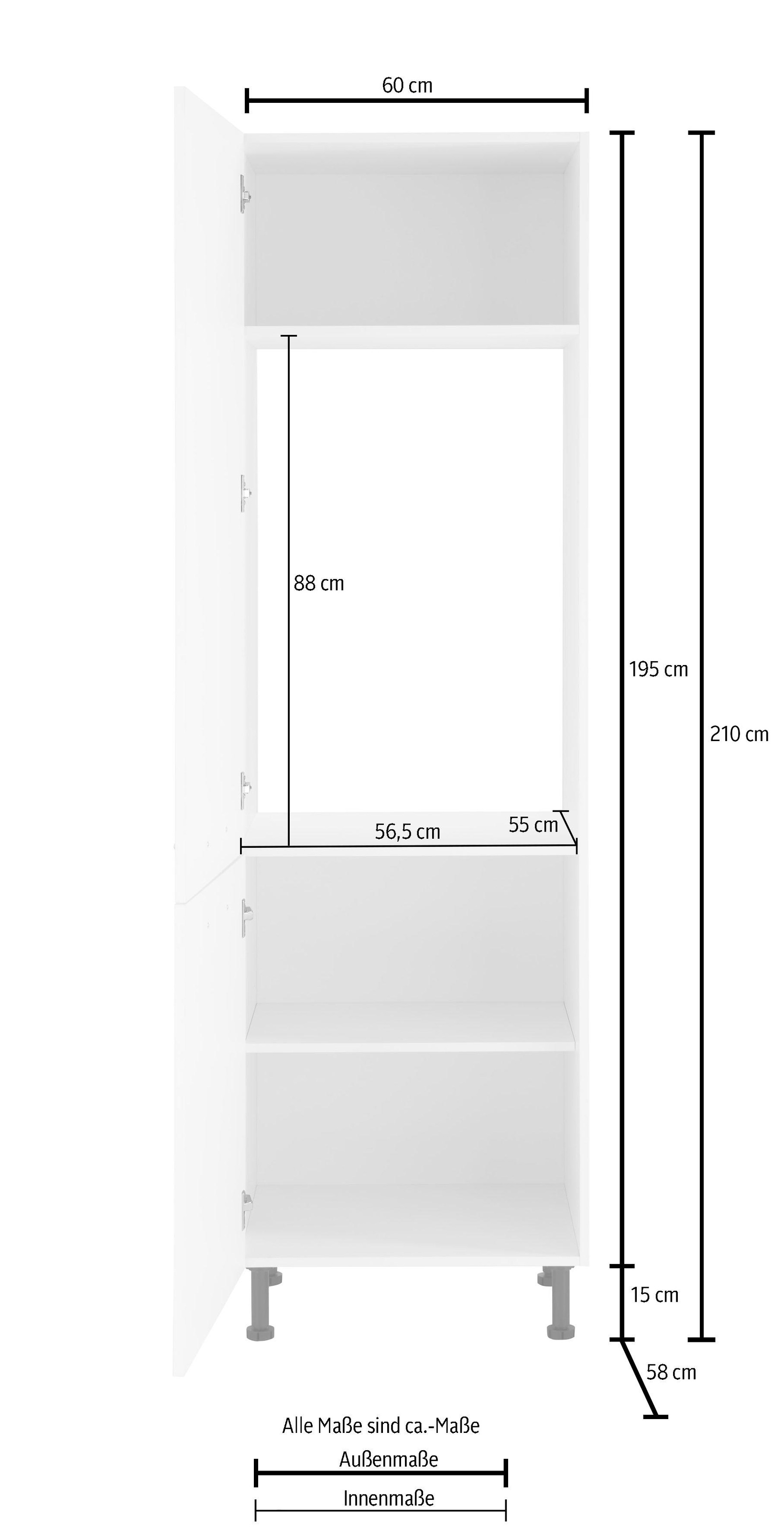wiho Küchen Kühlumbauschrank »Ela«, Breite 60 cm, höhenverstellbare Füsse