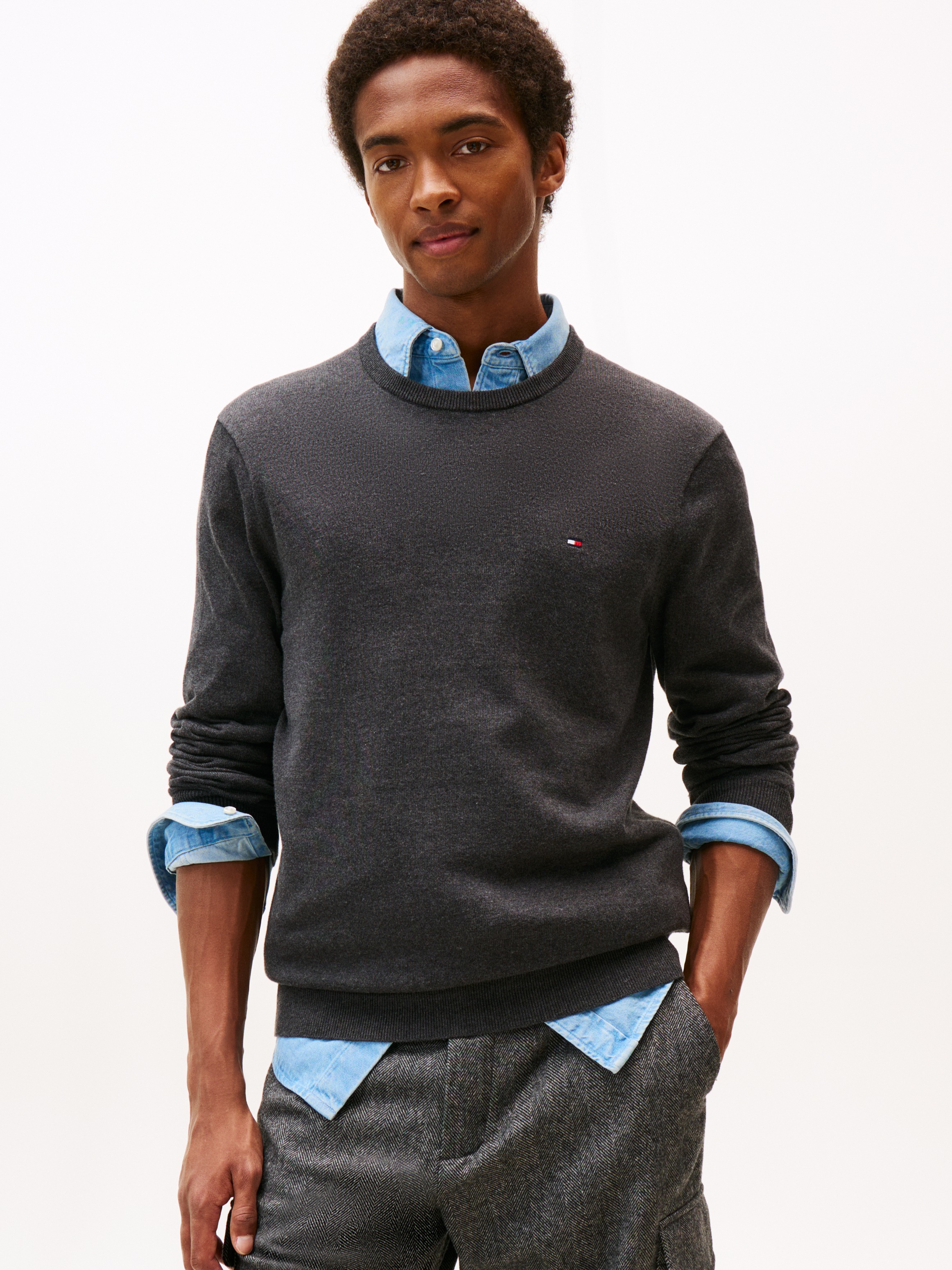 Tommy Hilfiger Rundhalspullover "ESSENTIAL COTTON" Crewneck Regular Fit Premium Mode
