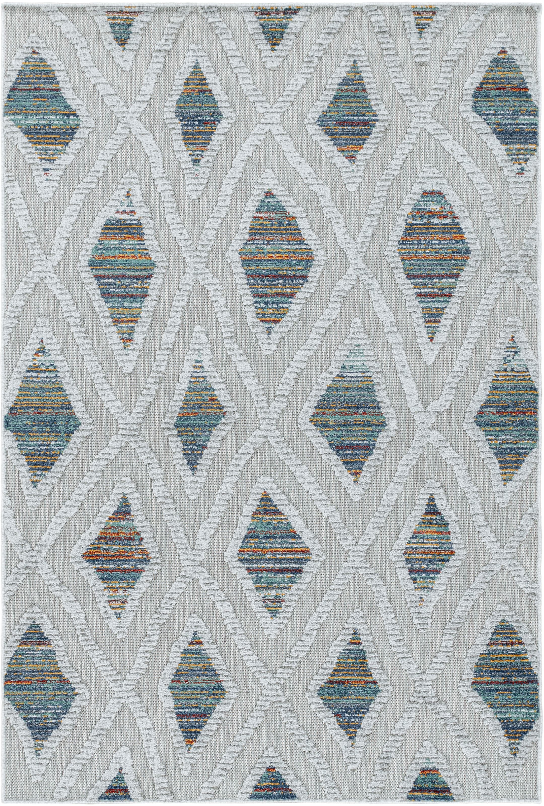 Ayyildiz Teppiche Teppich »BAHAMA 5157«, rechteckig, 8 mm Höhe, Läufer, Flachflor mit Hoch-Tief-Struktur, In-und Outdoor geeignet