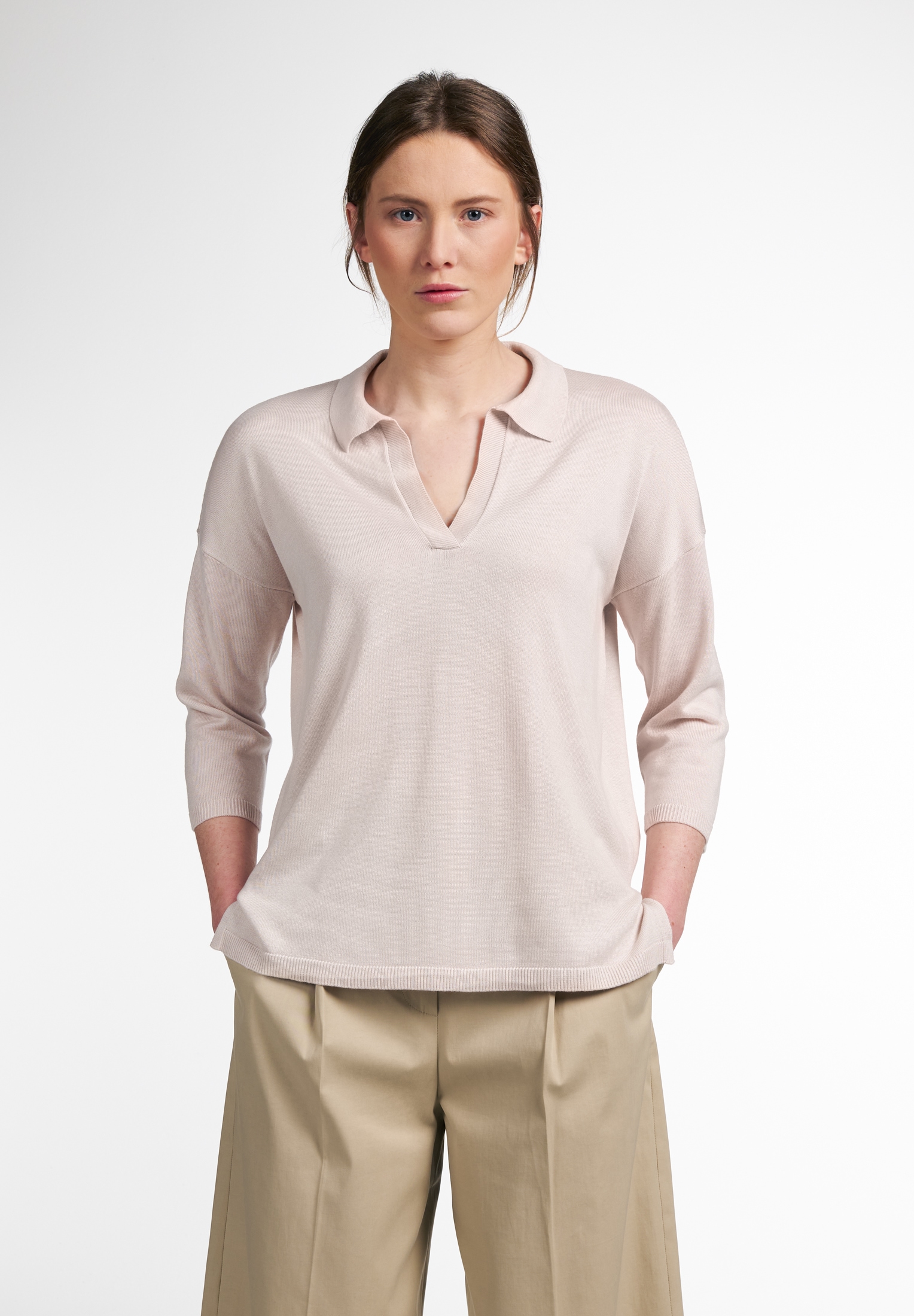 Eterna Langarm-Poloshirt