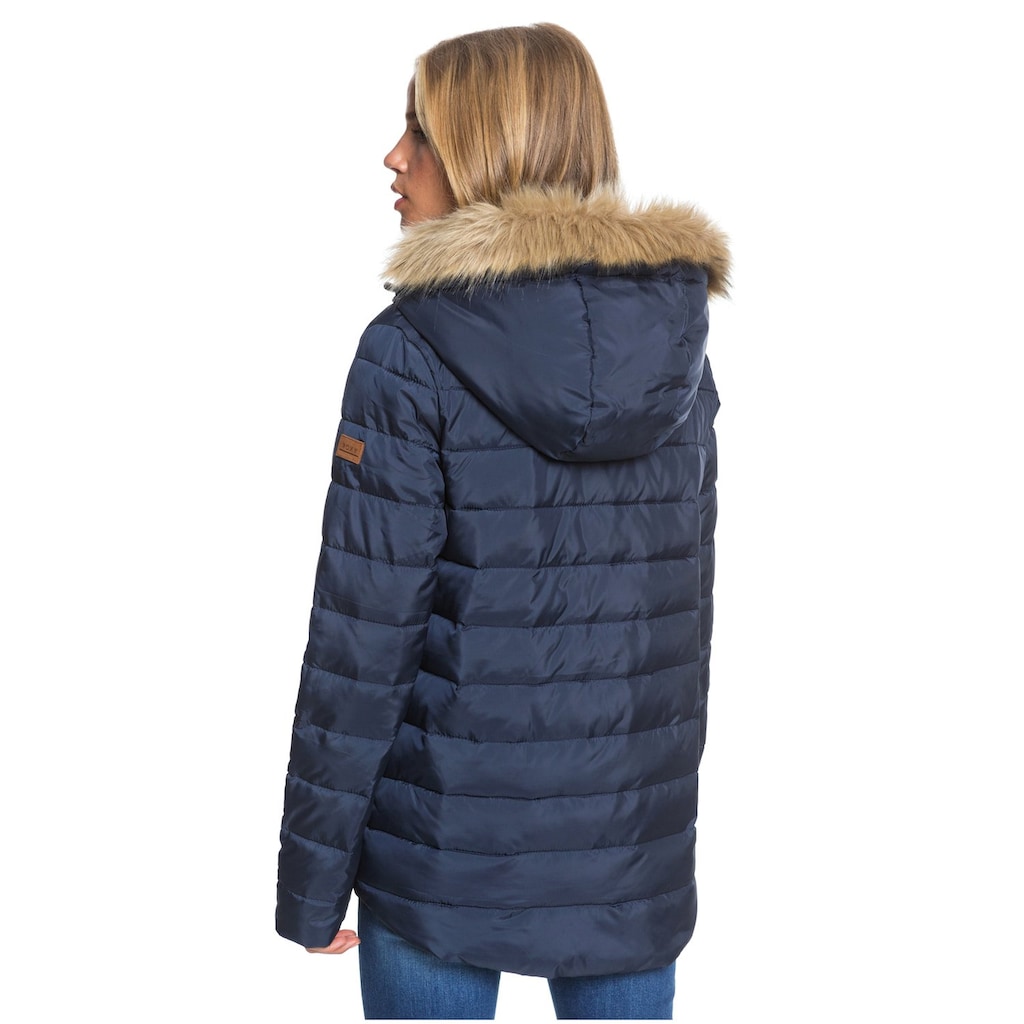 Roxy Daunenjacke »Rock Peak Fur«, mit Kapuze