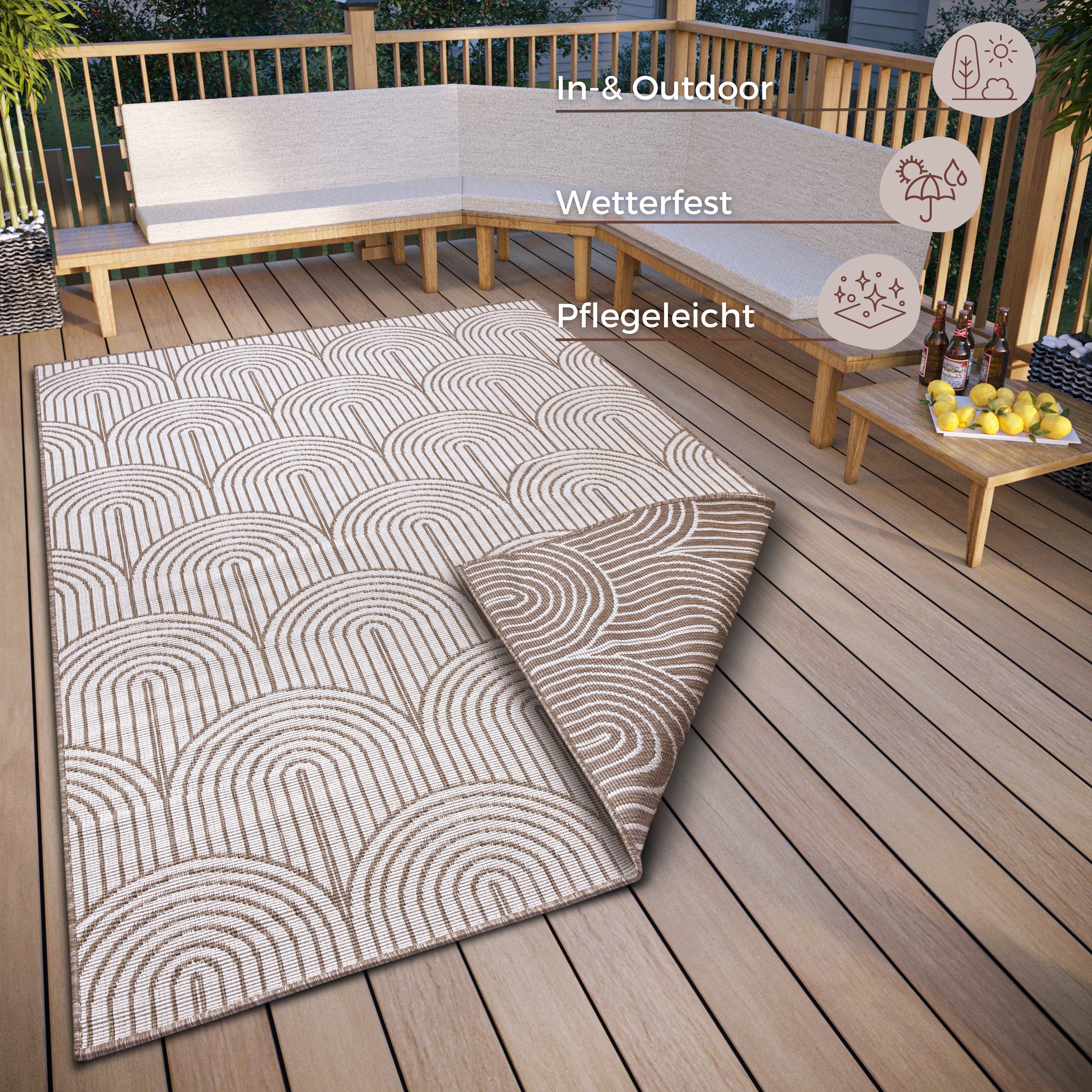 HANSE Home Outdoorteppich »Pangli, Wendeteppich«, rechteckig, 5 mm Höhe, In-& Outdoor, Teppich, Wetterfest, Balkon, Garten, Wohnzimmer, Modern