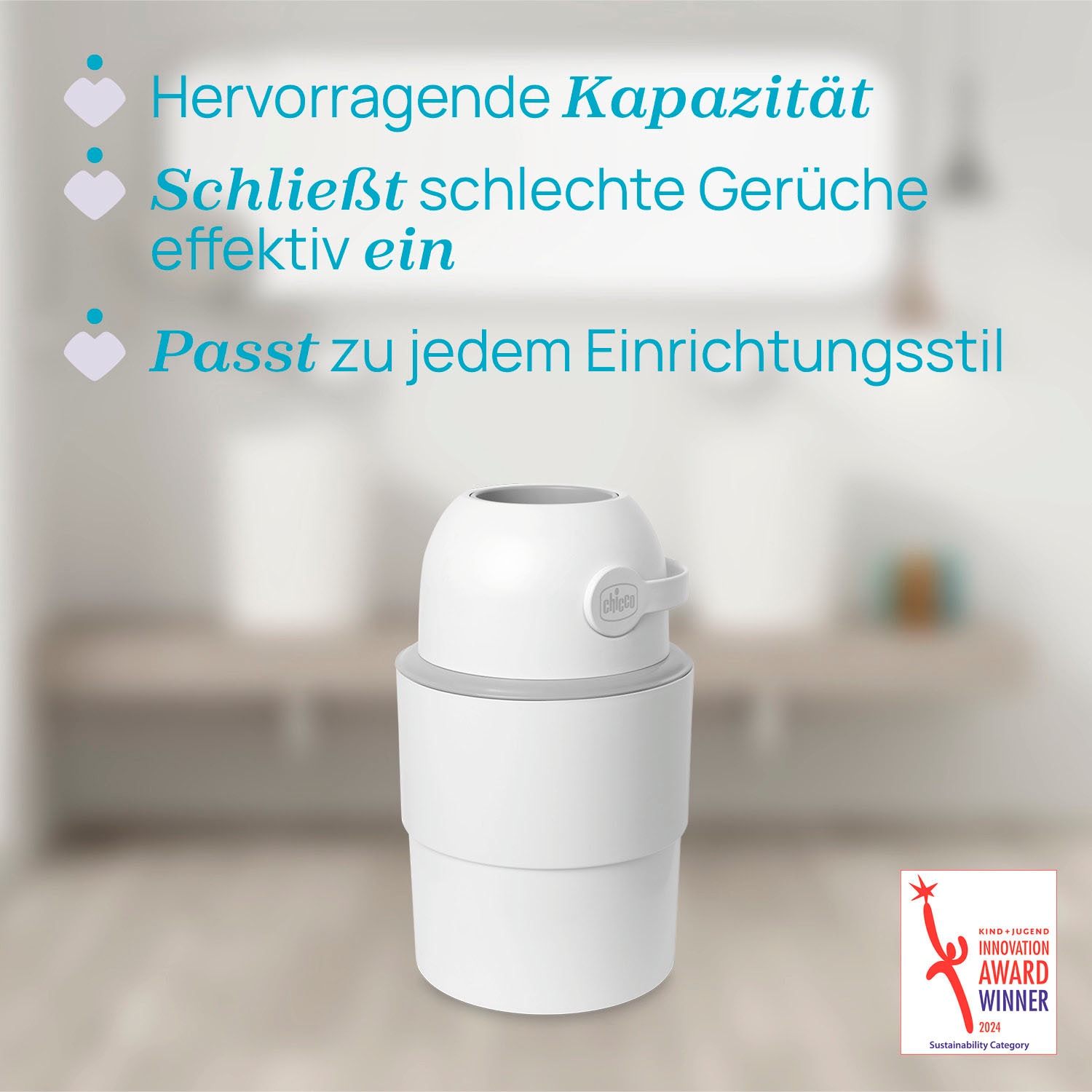 Chicco Windeleimer »Odour Off«, inkl. 1 Pack Müllbeutel Odouzr off; teilweise aus recyceltem Material