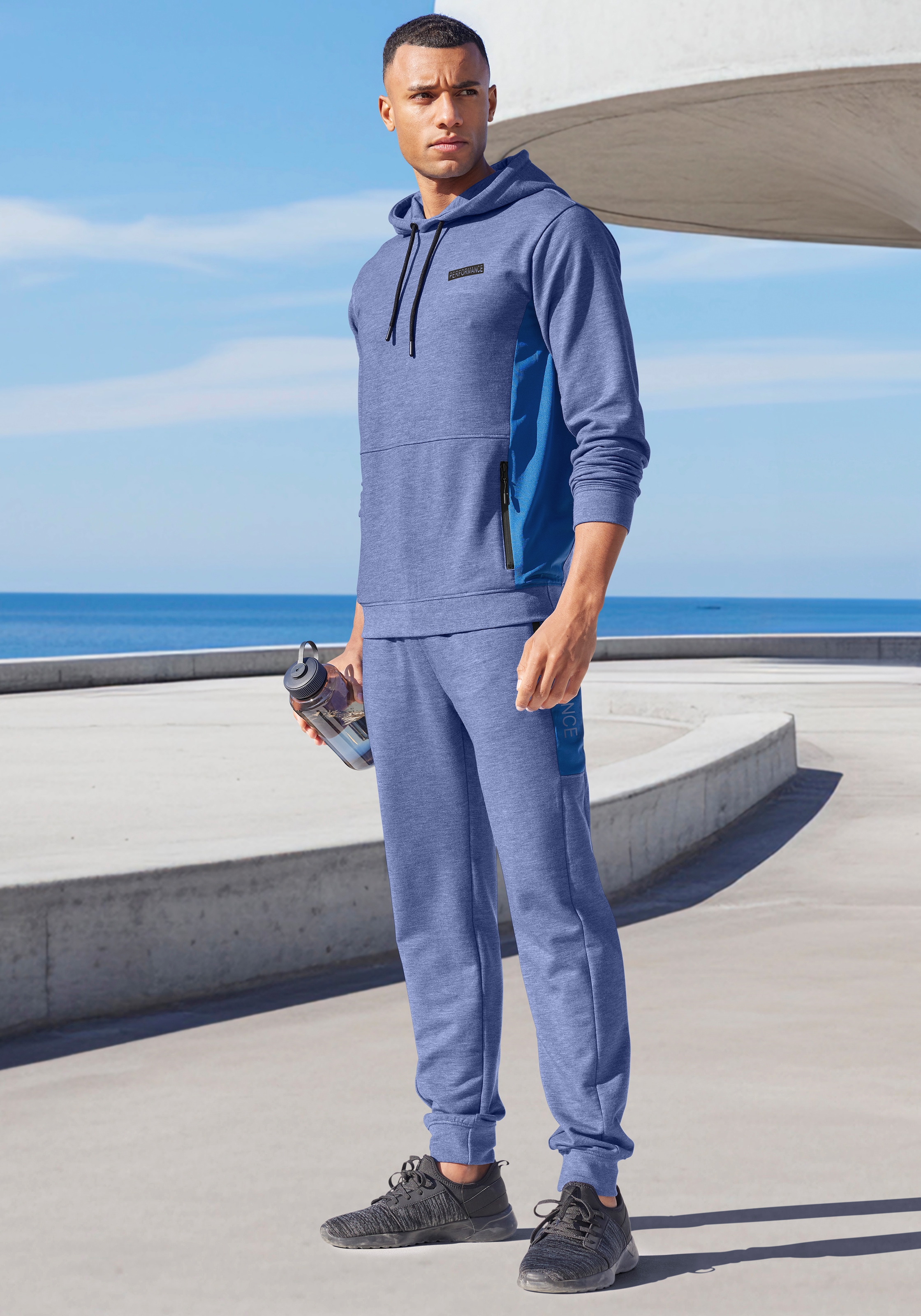 AUTHENTIC LE JOGGER Kapuzenpullover »- Sport-Hoodie«, melierte Optik, mit Reissverschlusstasche