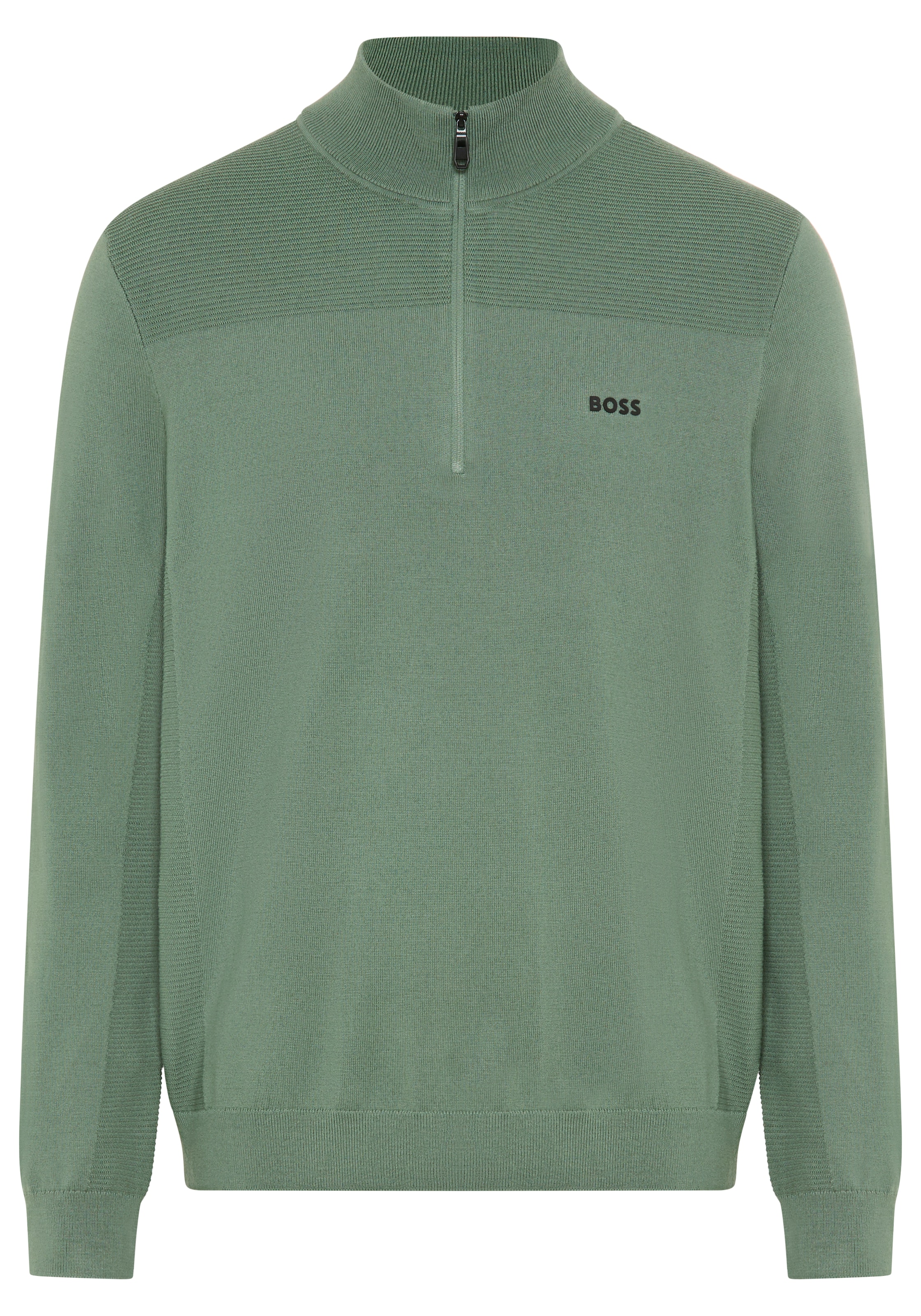 BOSS GREEN Strickpullover Stehkragen mit Reissverschluss, Regular Fit