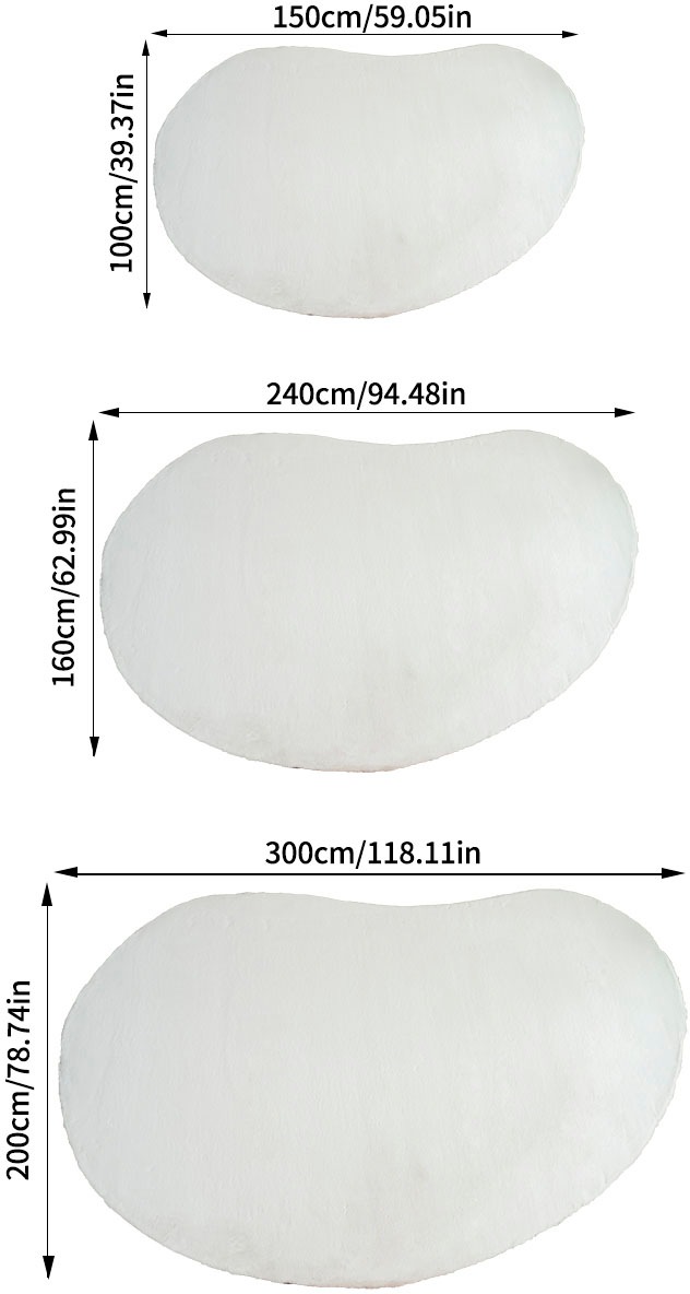 Bruno Banani Hochflor-Teppich »Rabbit 2 Bean, Kunstfell Teppich, Modern, besondere Form«, U-förmig, 25 mm Höhe, Kaninchenfell-Haptik, Microfaser, Wohnzimmer, Schlafzimmer, Esszimmer