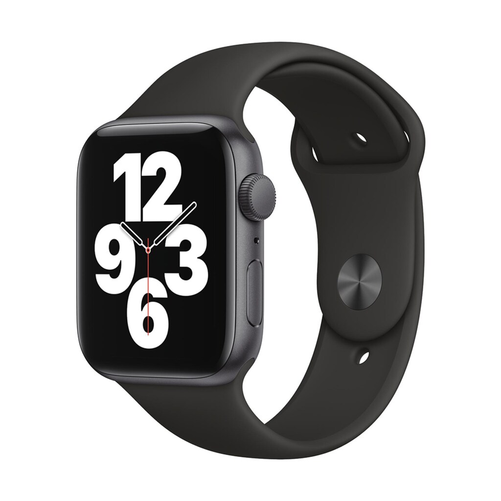 Apple Smartwatch »Serie SE, GPS, 44 mm Aluminium-Gehäuse mit Sportarmband«, (Watch OS MYDT2FD/A)