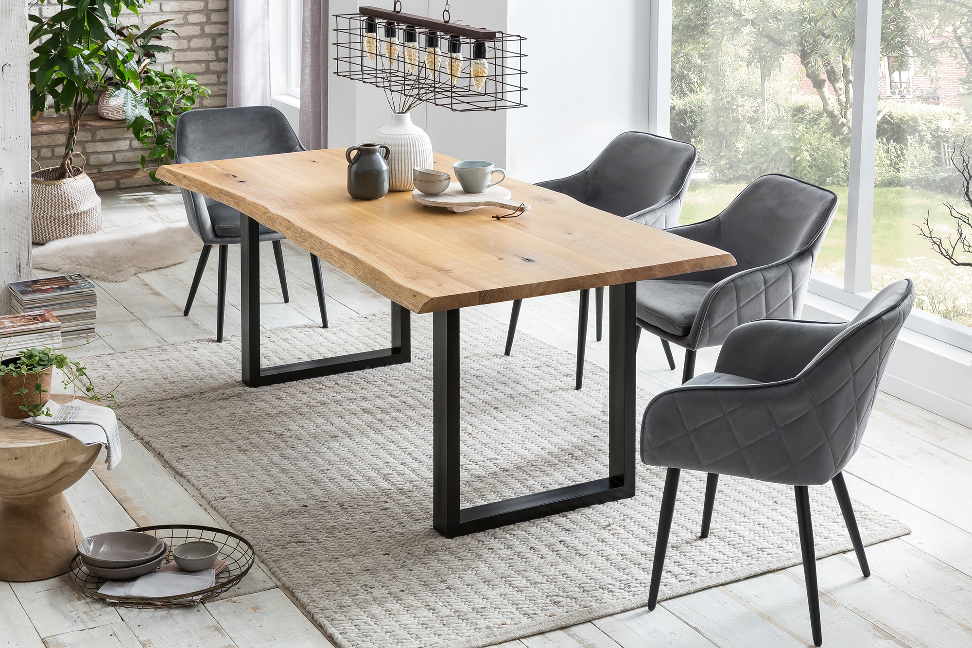 SalesFever Esstisch "Design-Speisetisch für stilvolles Ambiente" UV-lackierte Eichenholz-Tischplatte, 40mm