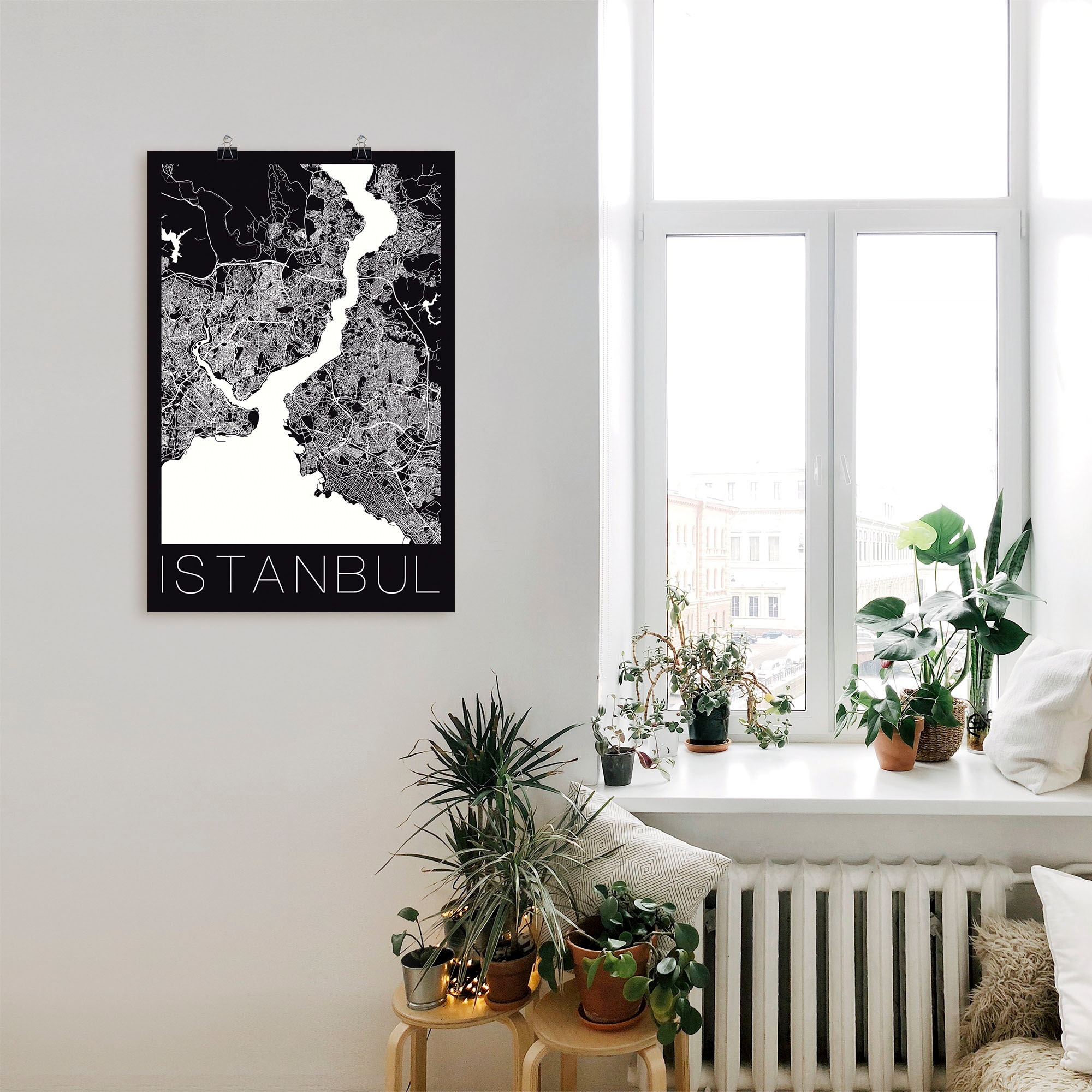 Artland Poster »Retro Karte Istanbul Schwarz & Weiss«, Landkarten, (1 St.), als Alubild, Leinwandbild, Wandaufkleber oder Poster in versch. Grössen
